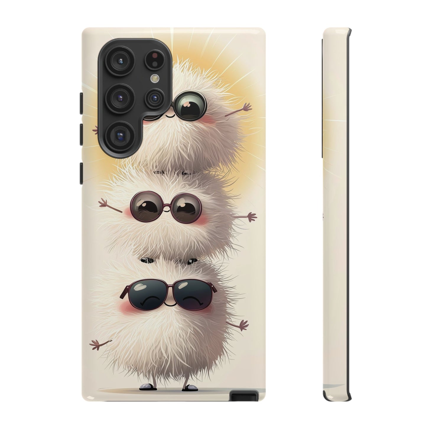 Stacked Fluff Squad Phone Case – Kawaii Anime Creatures with Sunglasses, iPhone, Samsung & Google Pixel Case