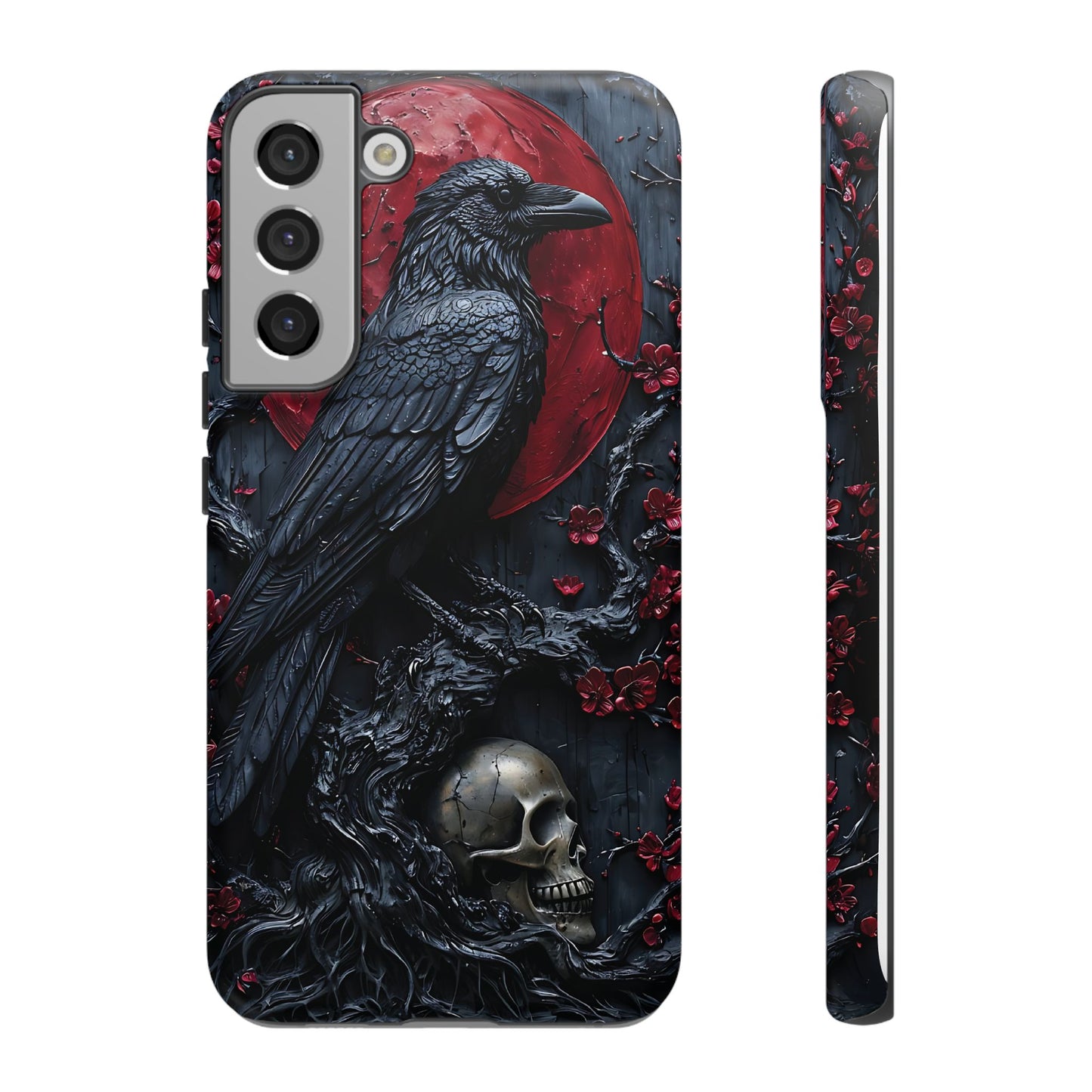 Gothic Sculpture Of Raven On Charcoal Tree Branch phone case design