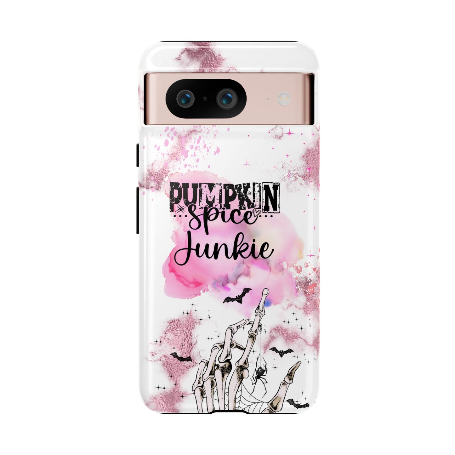 Pumpkin Spice Junkie Phone Case - Fall Aesthetic Cover for iPhone, Samsung & Google Pixel, Skeleton Hand Phone Case, Watercolor Phone Cover, Girly Phone Case