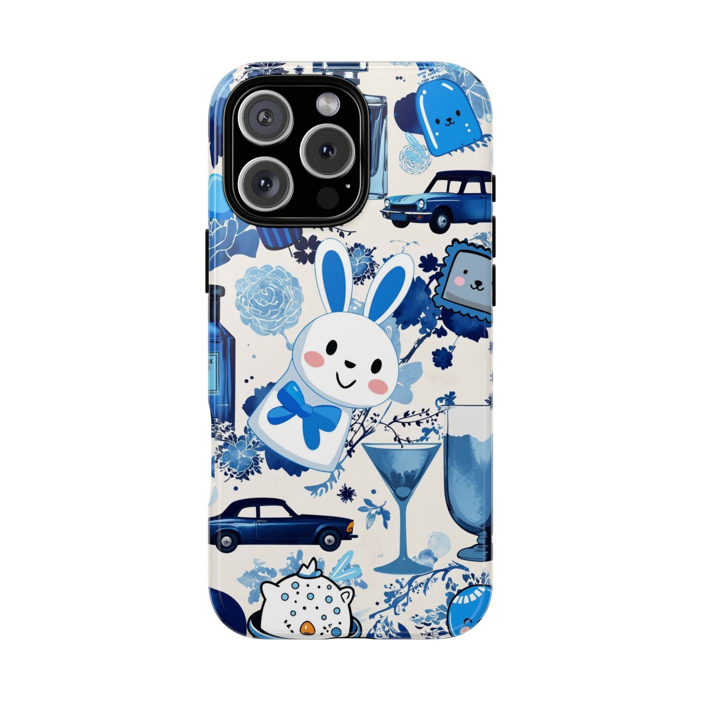 Blue Bunny & Car Themed Phone Case