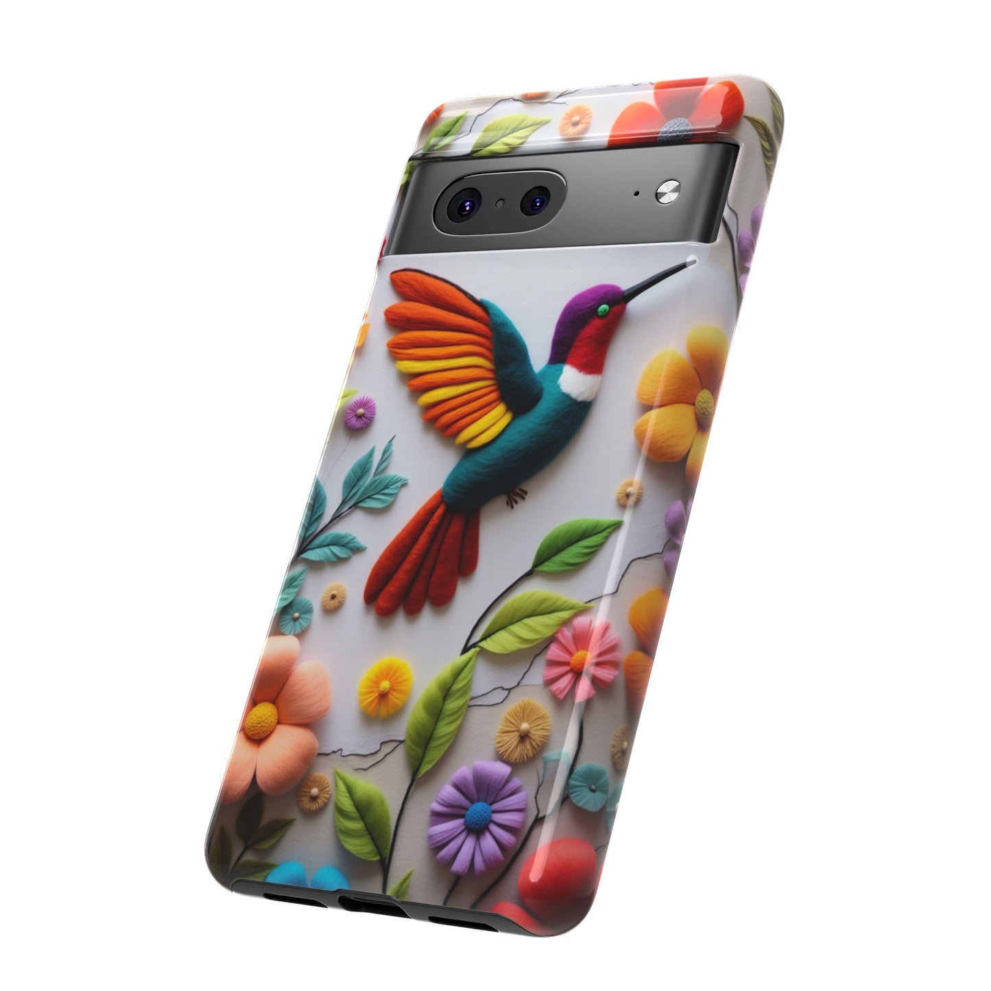 Embroidered Hummingbird with Floral Design | Nature's Elegant Stitch | iPhone 16 Pro