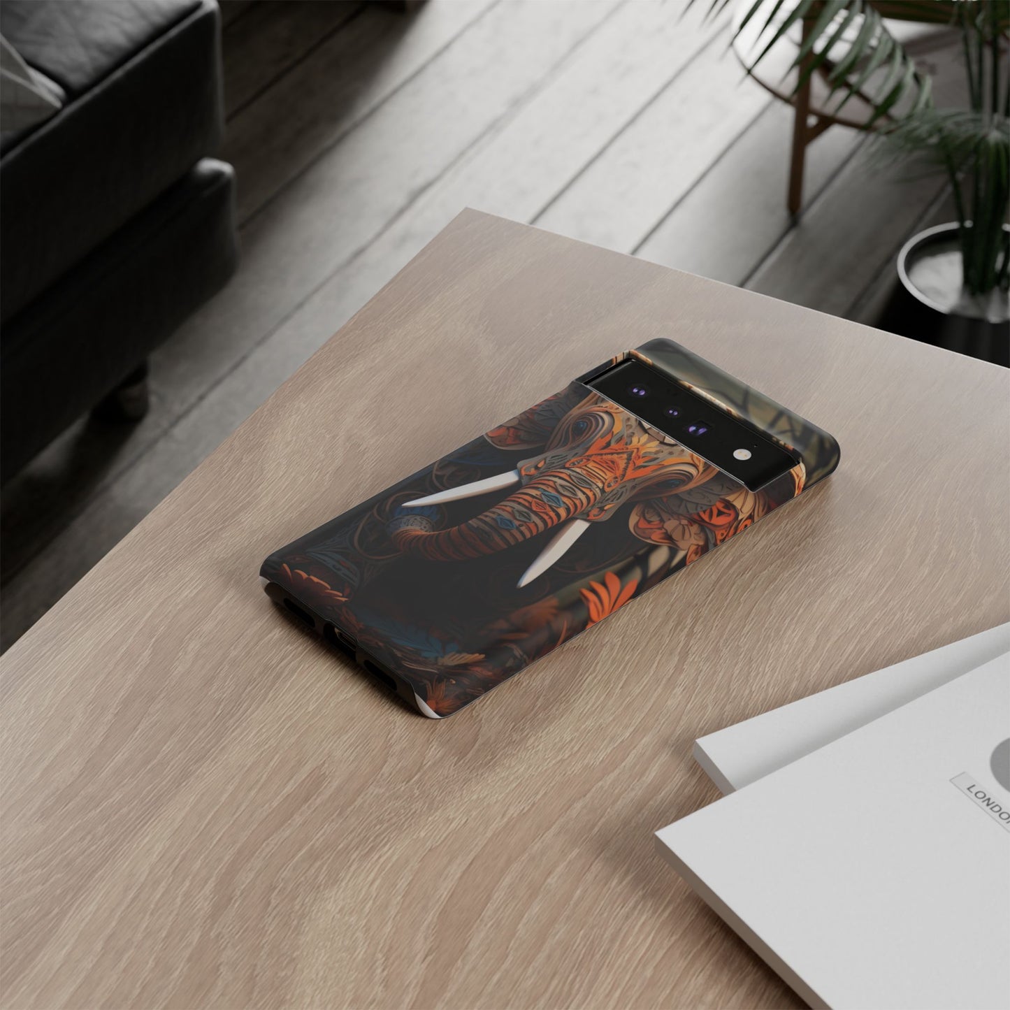 Elegant Artistic Elephant Mobile Cover – Intricate Paper-Cut Design