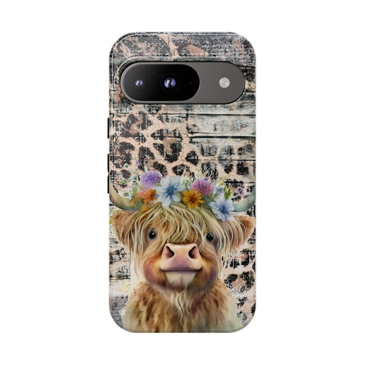 Leopard Print Heifer Phone Case - iPhone, Samsung & Google Pixel Cover - Artistic Cow Phone Case, Animal Lover Gift