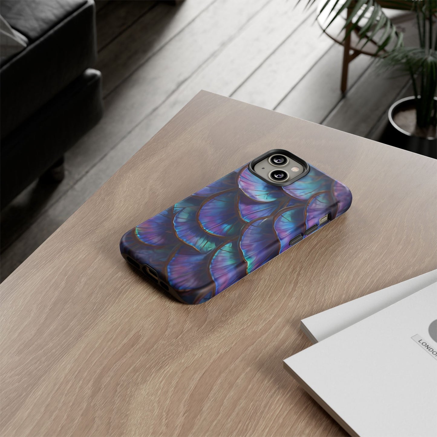 Abstract Macro Shot of Iridescent Butterfly Fish Scales Phone Case Design