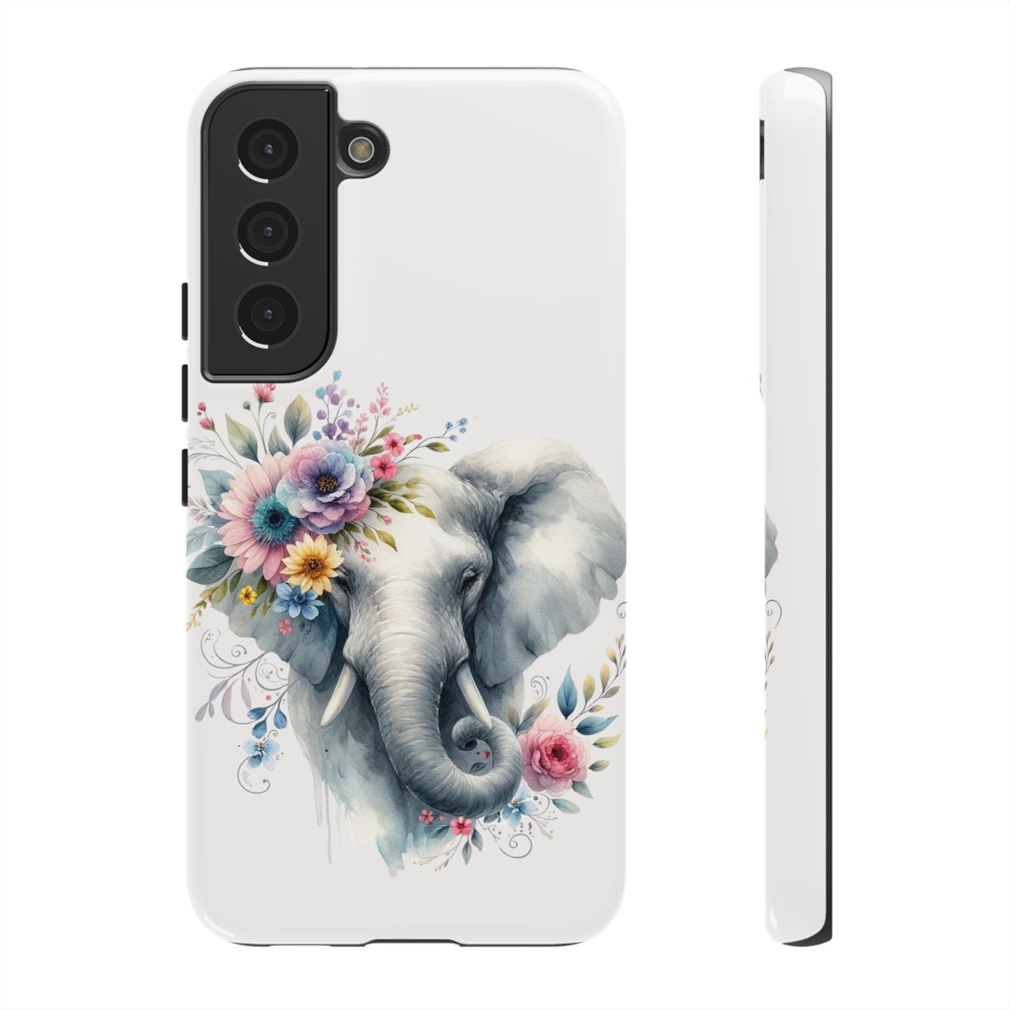 Floral Elephant Mobile Cover – Elegant Watercolor Art
