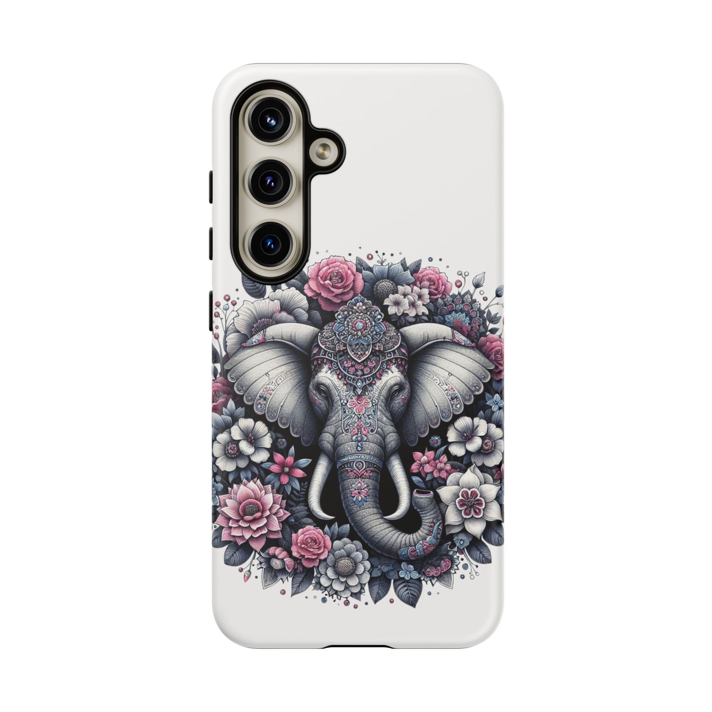Ornate Floral Elephant Mobile Cover – Elegant Bohemian Art