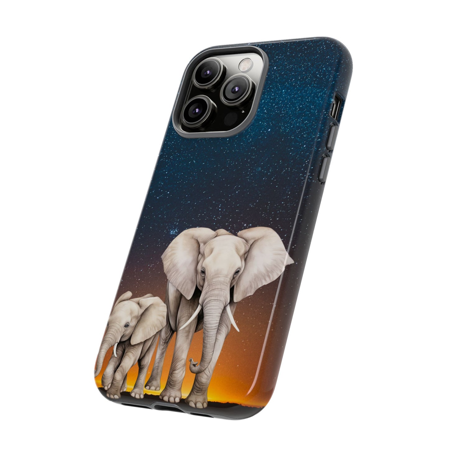 Starry Safari Elephant Family Mobile Cover – Cosmic Wildlife Aesthetic