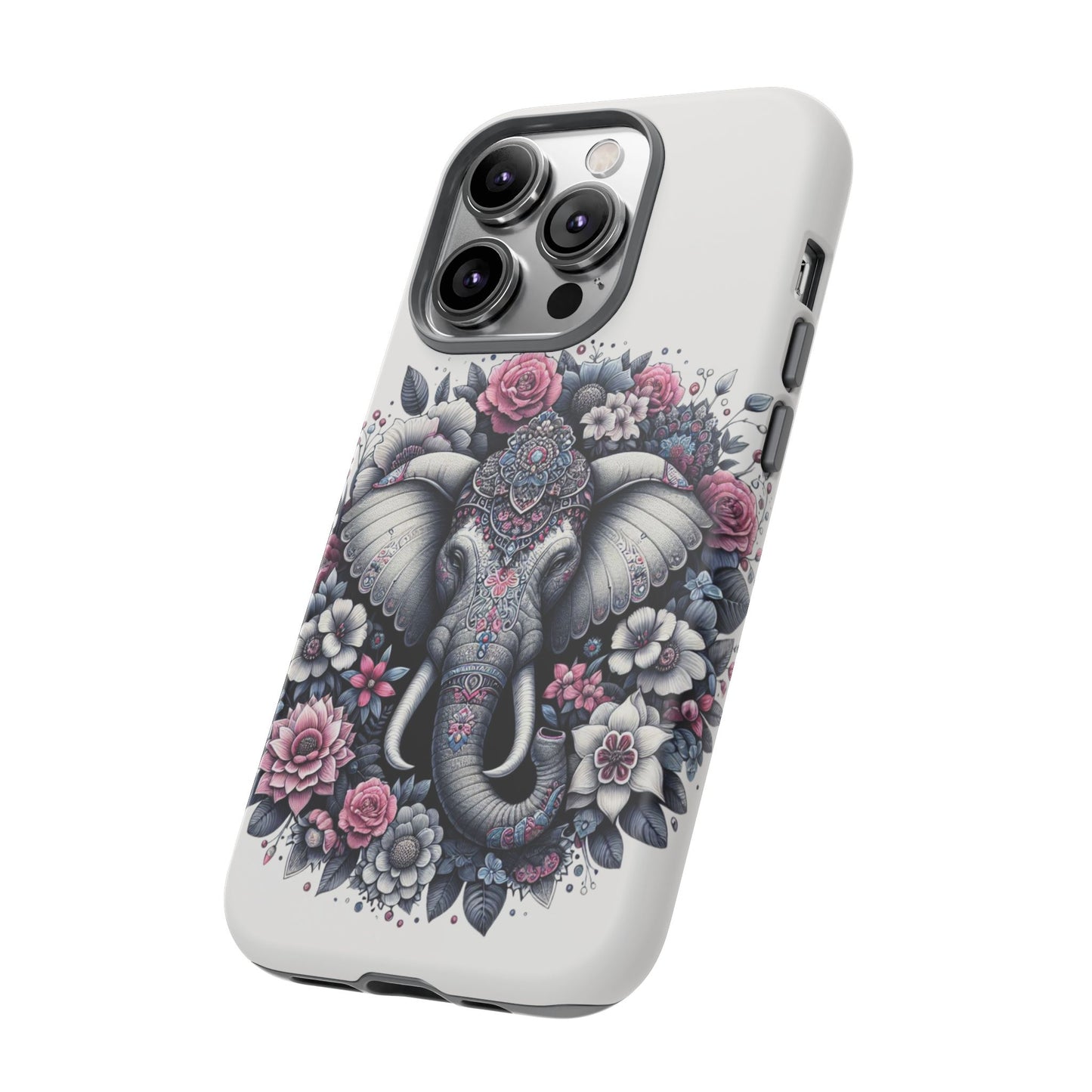 Ornate Floral Elephant Mobile Cover – Elegant Bohemian Art