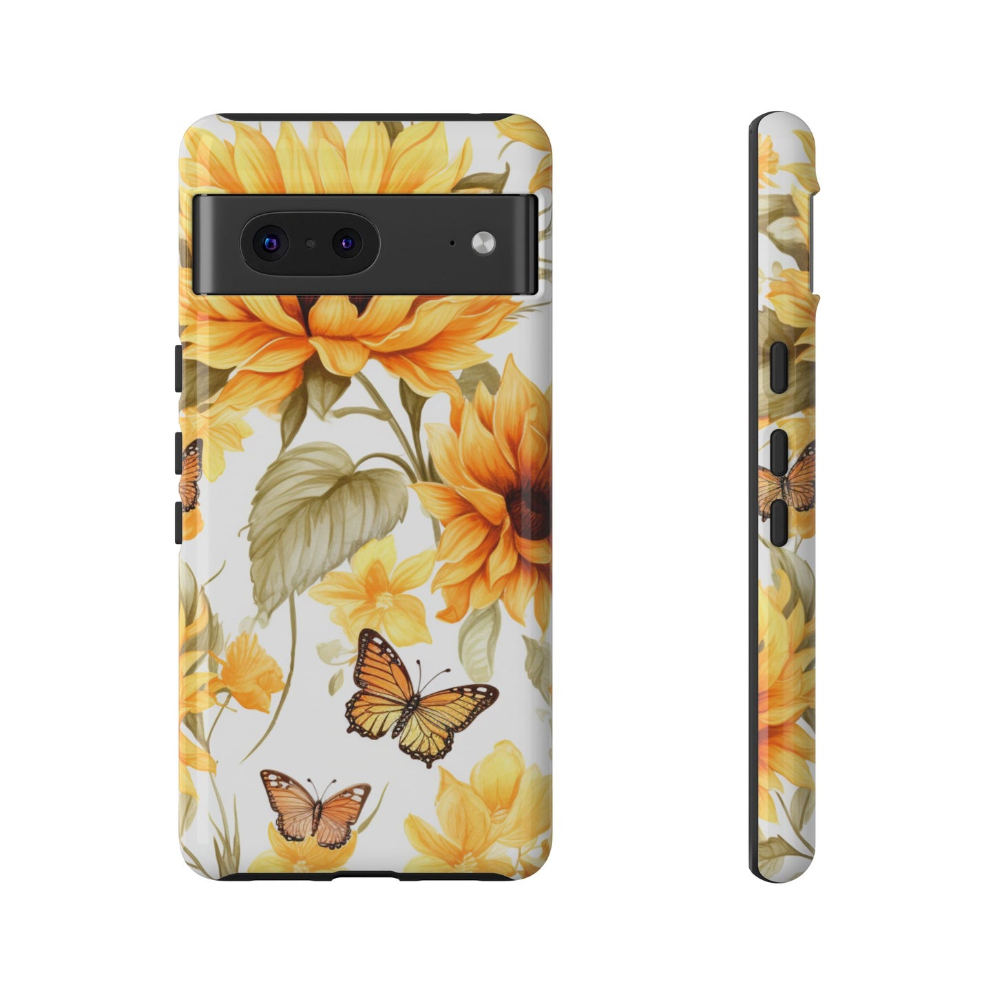 Golden Sunflower & Butterfly Phone Case – Warm & Elegant