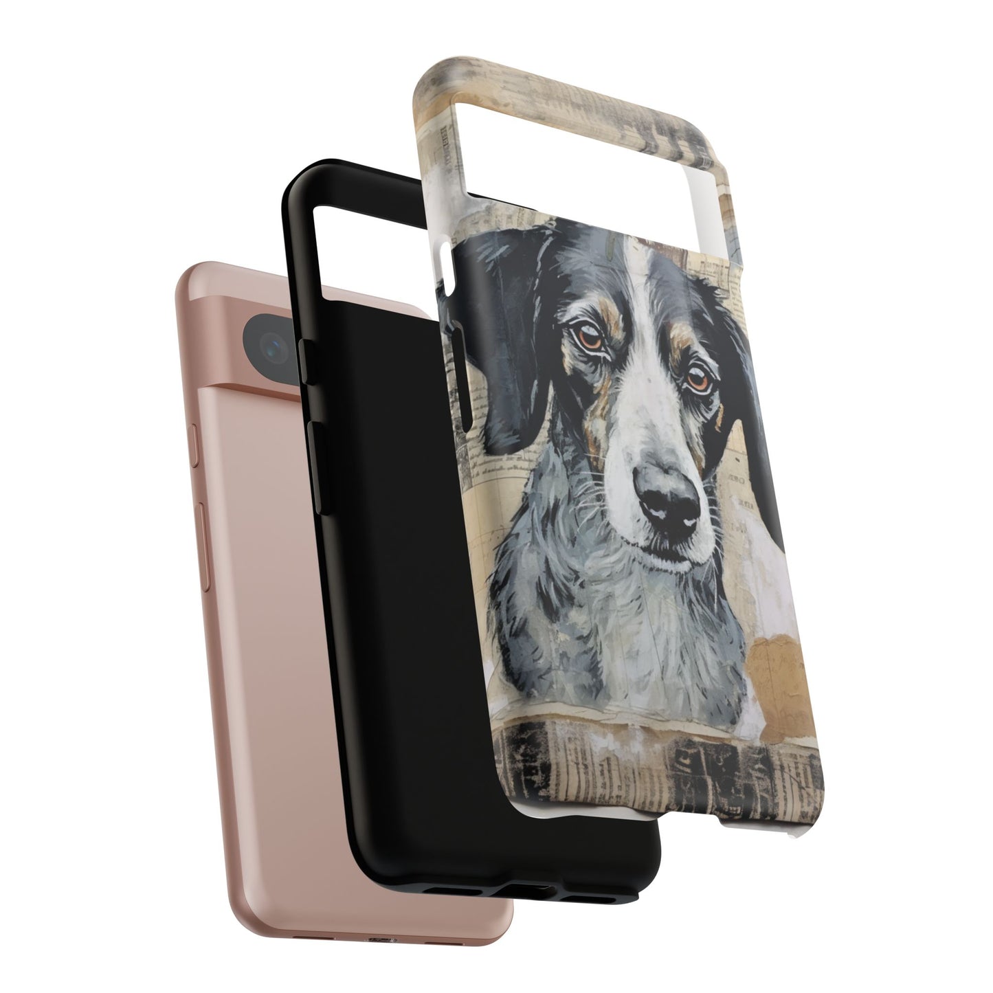 Personalized Rustic Dog Portrait – Vintage Collage Art Style