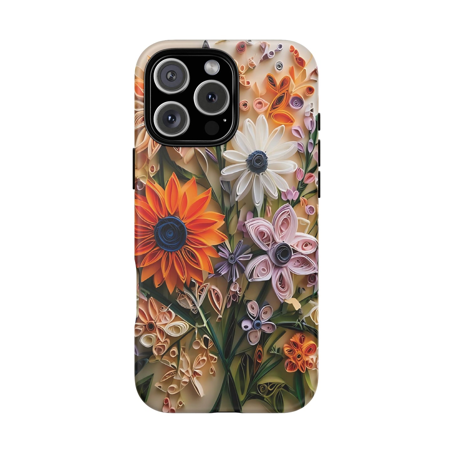Intricate Quilled Floral Artwork In Vibrant Colors phone case design.