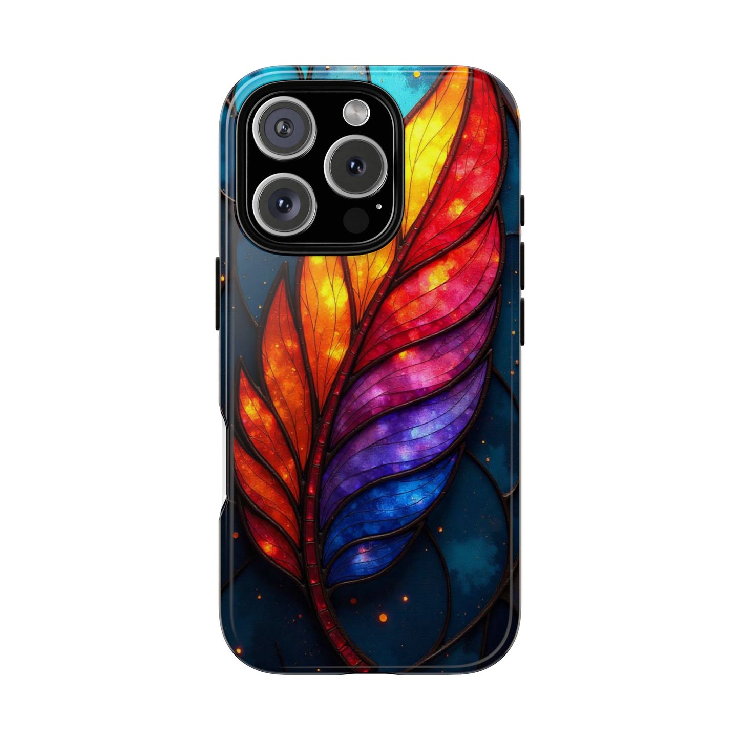 Vivid Feather: Stained Glass Abstract Art