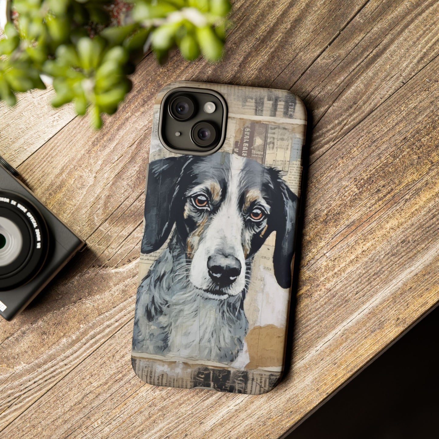 Personalized Rustic Dog Portrait – Vintage Collage Art Style