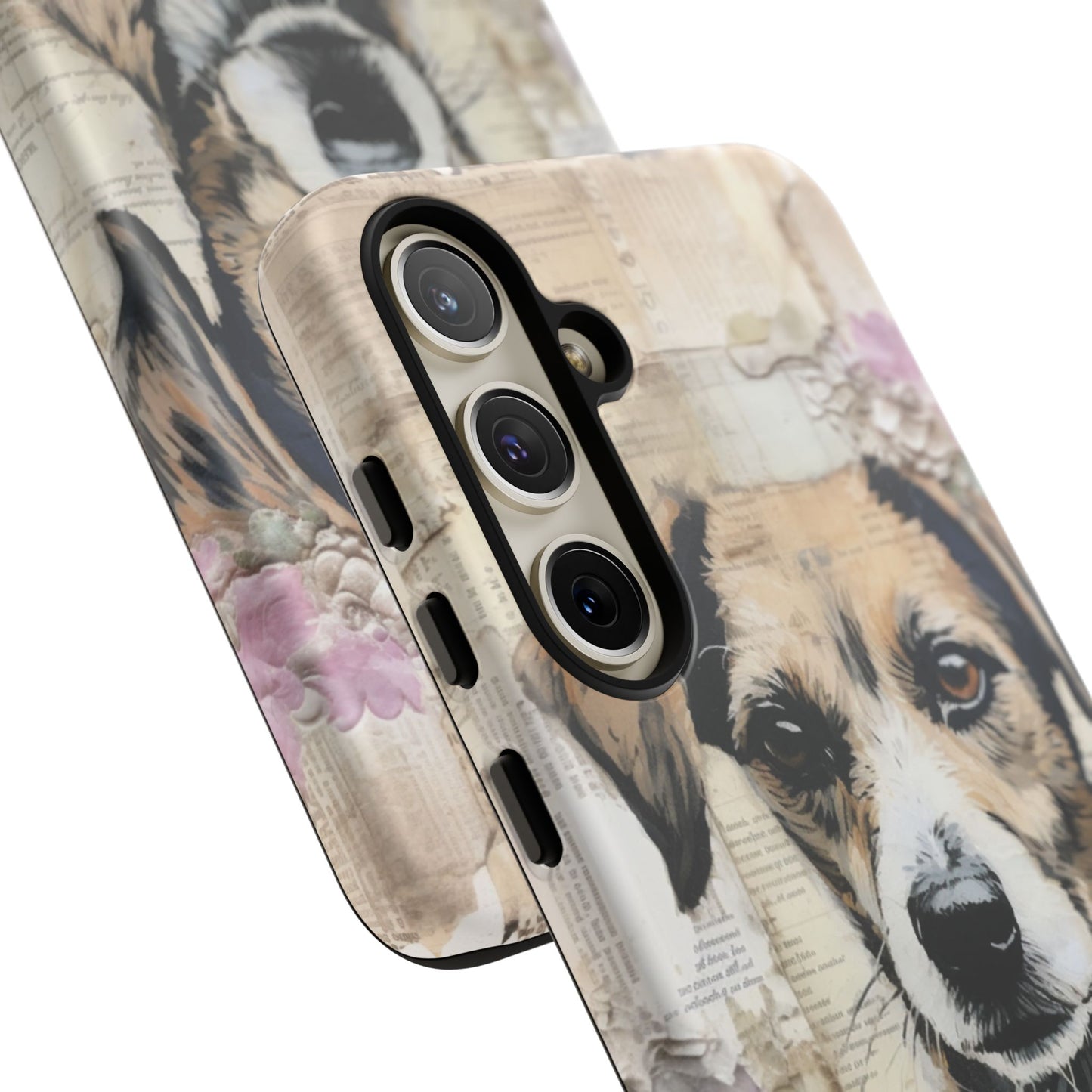 Vintage Collage Dog Portrait Mobile Cover – Artistic Mixed Media Design