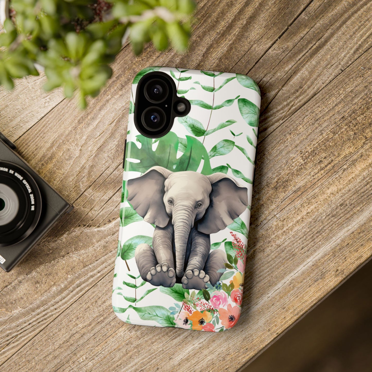 Cute Baby Elephant Mobile Cover – Floral & Tropical Aesthetic