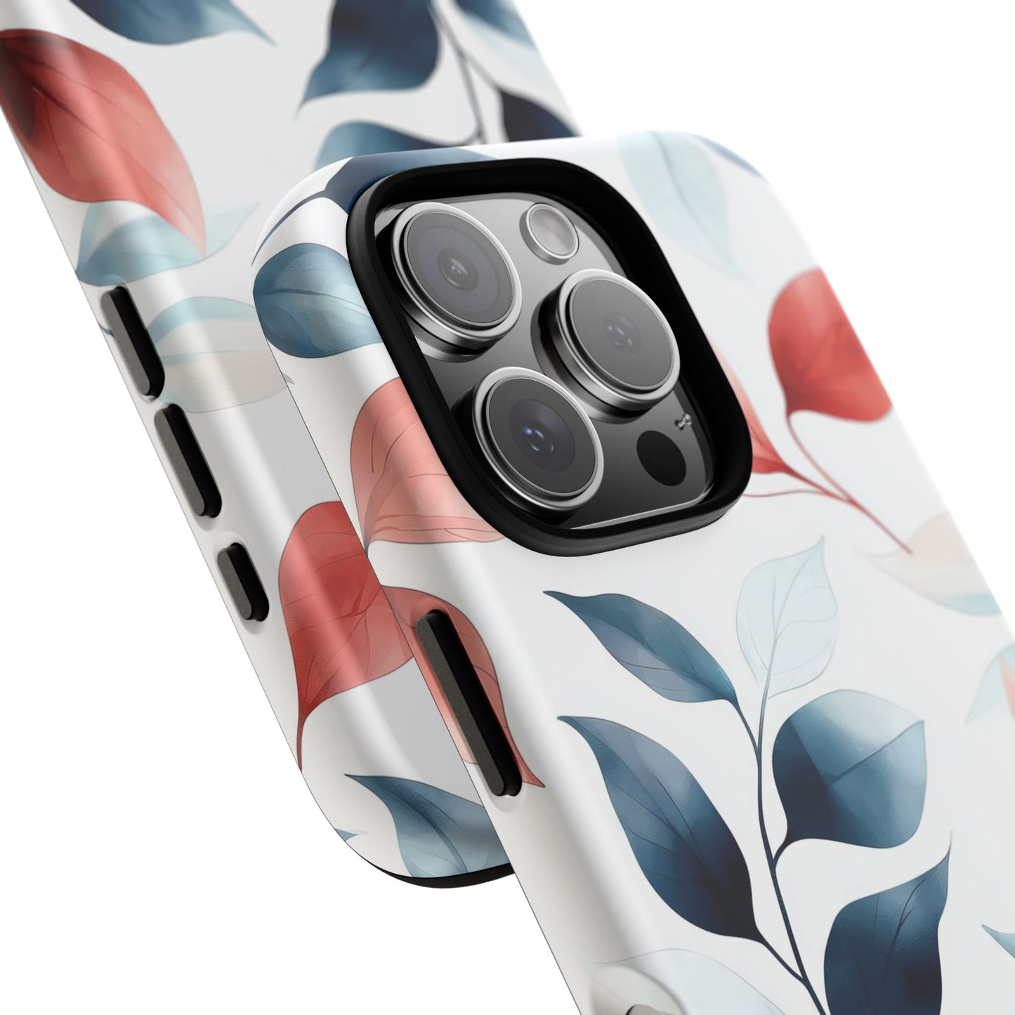 Blush & Blue Botanical Leaves Phone Case | Soft Nature-Inspired Design for iPhone, Pixel & Samsung
