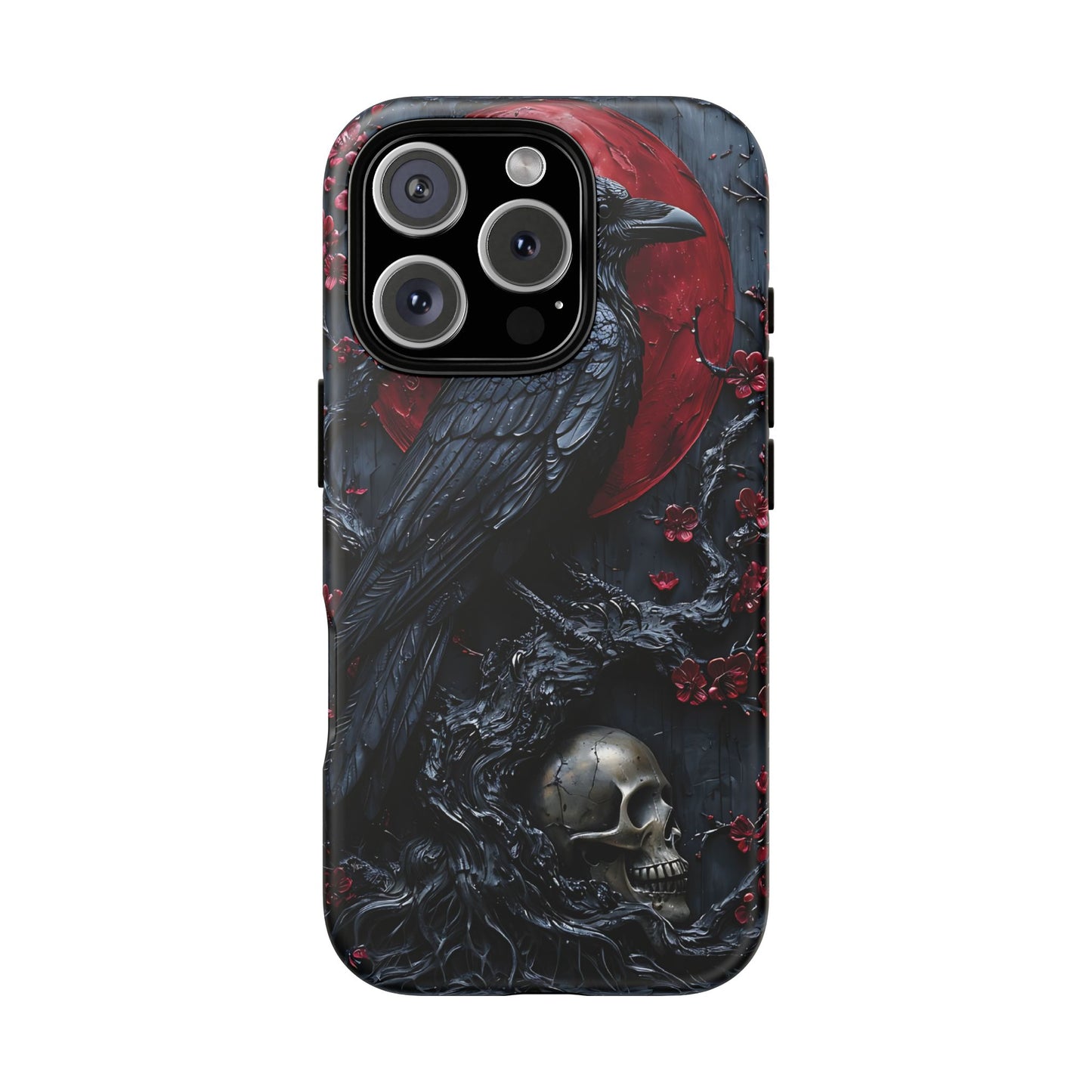 Gothic Sculpture Of Raven On Charcoal Tree Branch phone case design