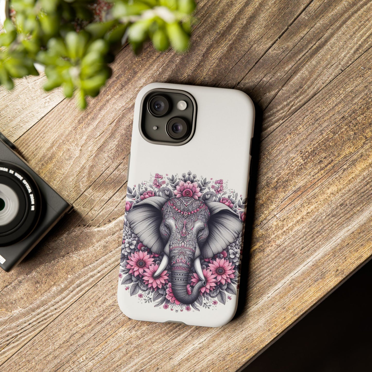 Intricate Floral Elephant Mobile Cover – Mandala-Inspired Boho Art