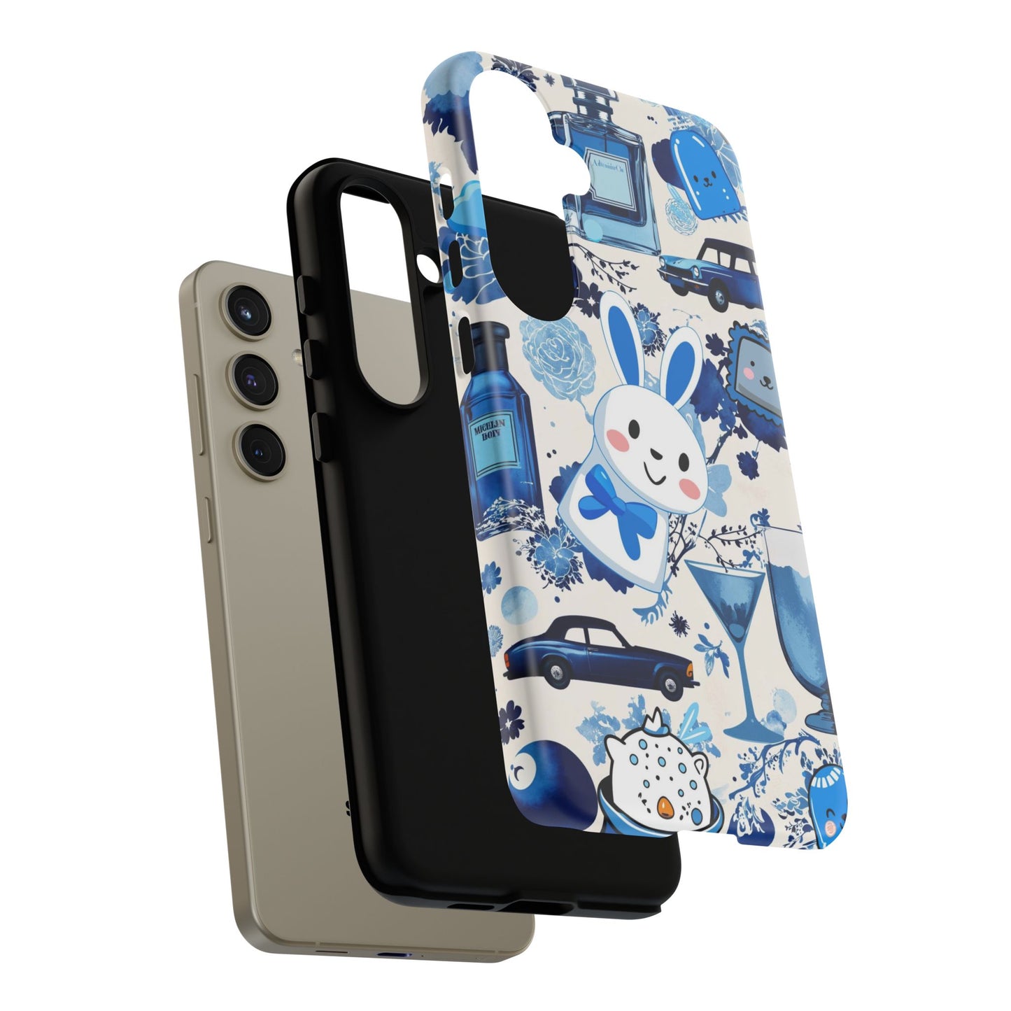 Blue Bunny & Car Themed Phone Case
