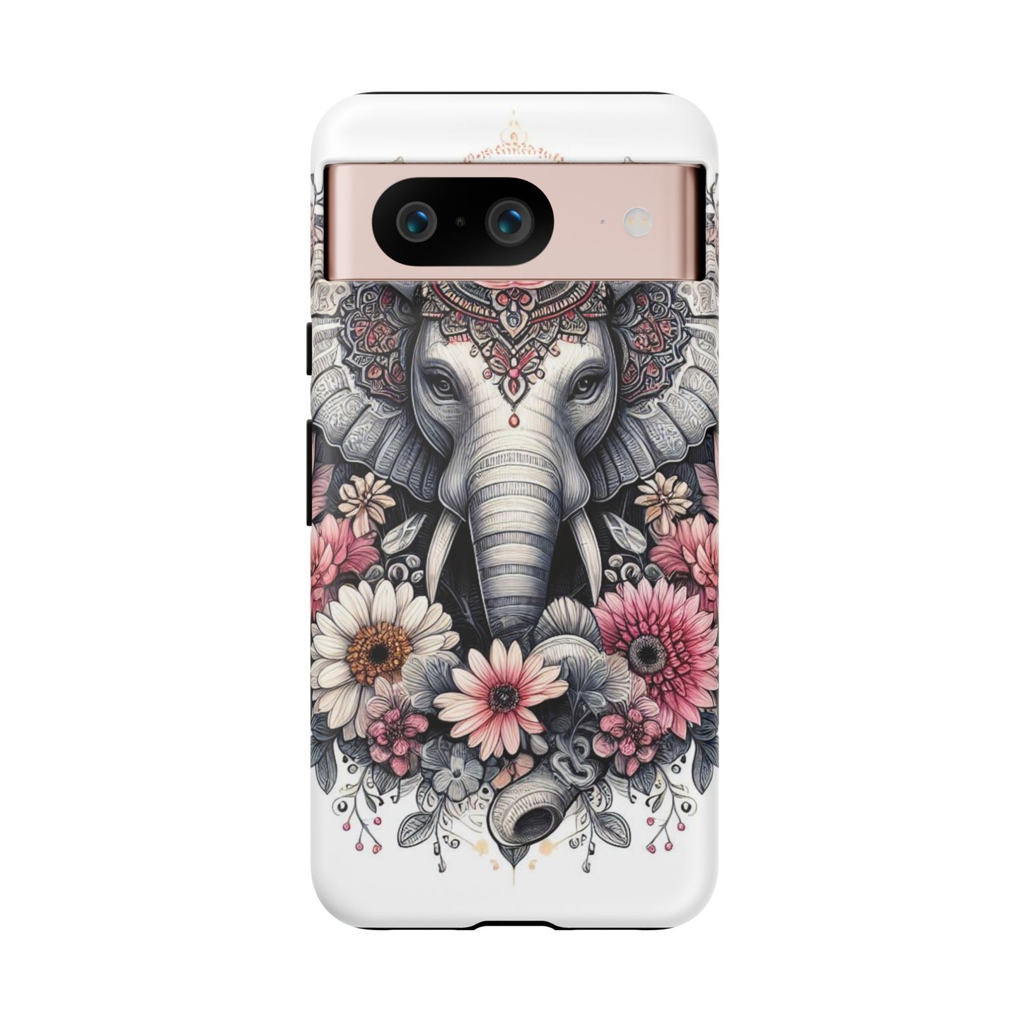 Royal Elephant Mandala Phone Case – Intricate Bohemian Floral Design