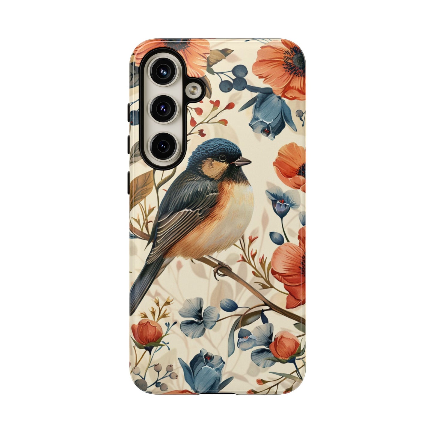 Floral Bird Phone Case - Elegant Nature-Inspired Cover for iPhone, Samsung & Google Pixel
