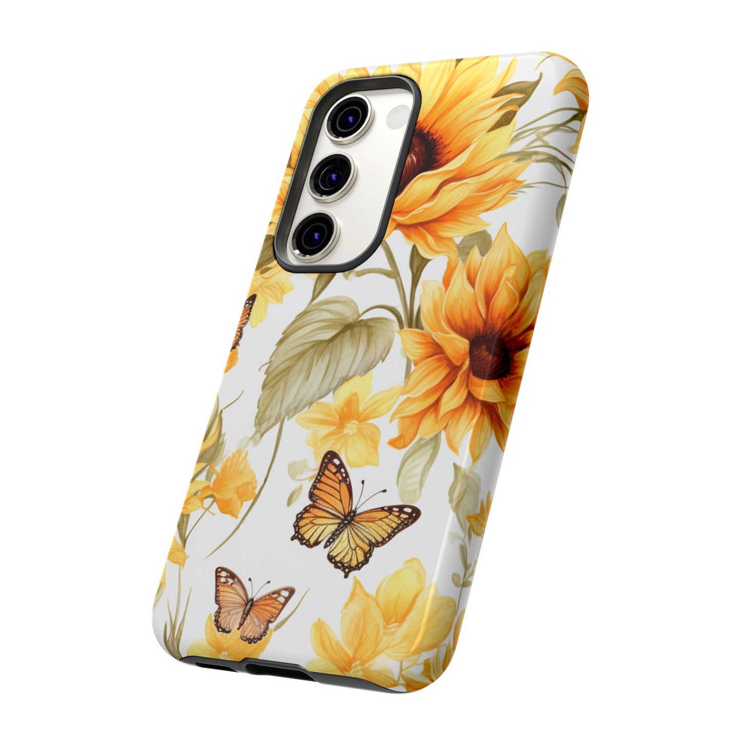 Golden Sunflower & Butterfly Phone Case – Warm & Elegant