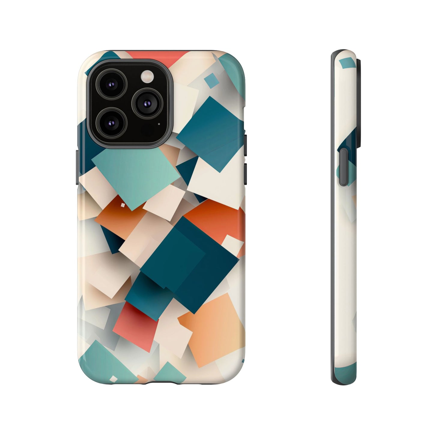 Geometric Cascade – Modern Abstract Blocks Phone Case – iPhone, Google Pixel, Samsung