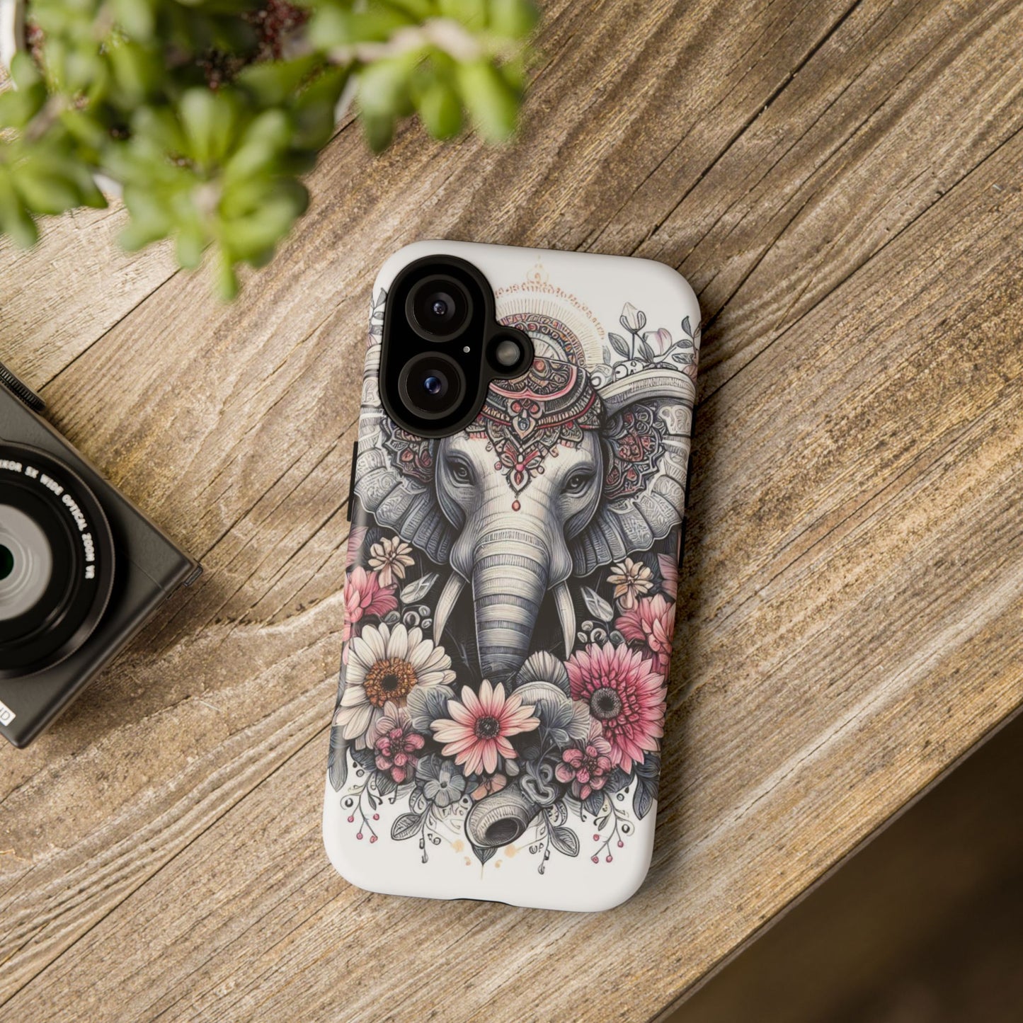 Royal Elephant Mandala Phone Case – Intricate Bohemian Floral Design