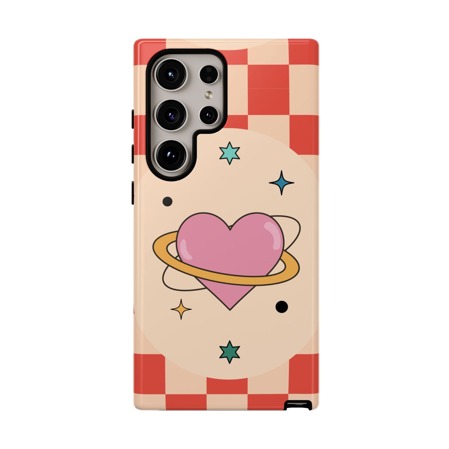 Retro Heart Tile Phone Case – Vintage Aesthetic Cover for iPhone, Samsung & Google Pixel