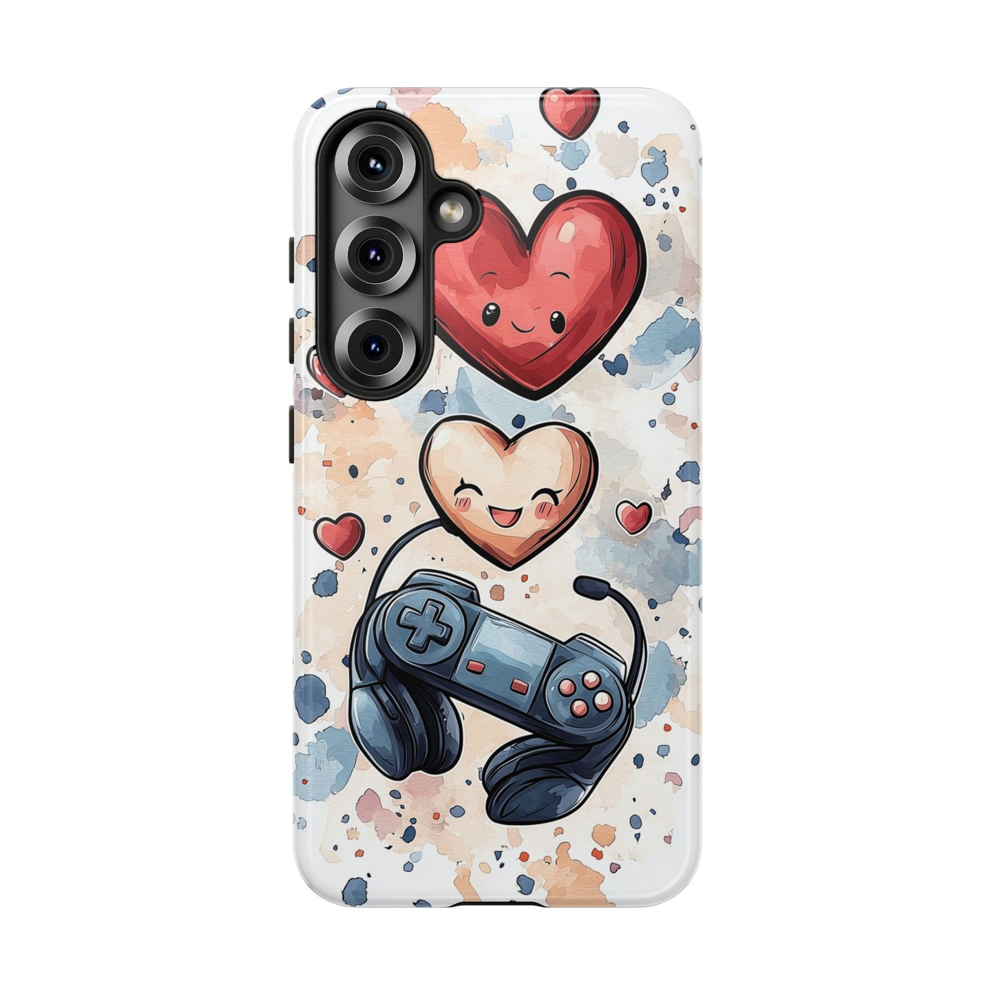 Gaming Love: Kawaii Hearts Anime Phone Case for iPhone, Samsung, Google Pixel