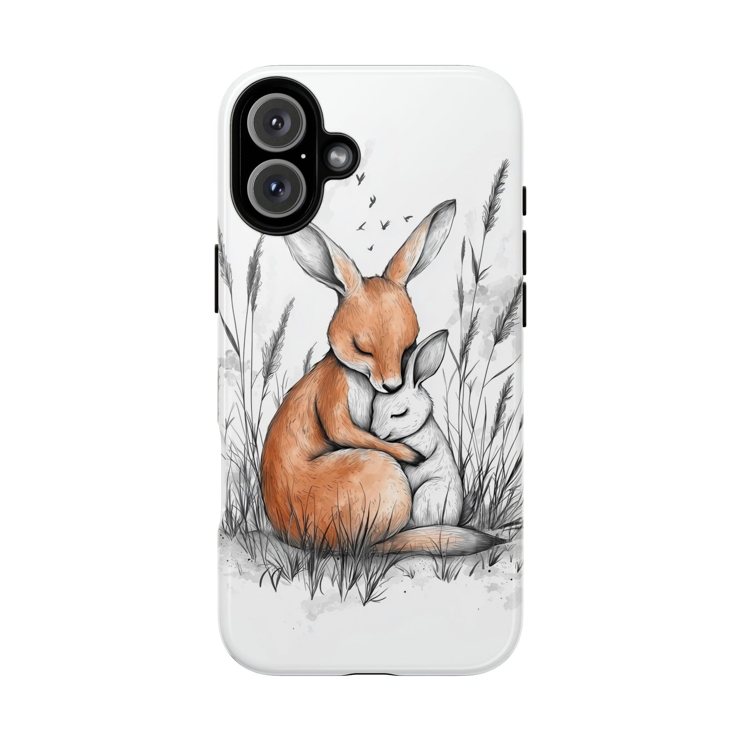 Bunny Embrace: Watercolor Woodland Hug Phone Case for iPhone, Samsung & Pixel