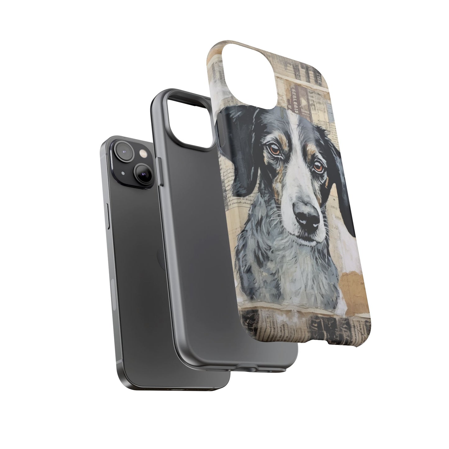 Personalized Rustic Dog Portrait – Vintage Collage Art Style