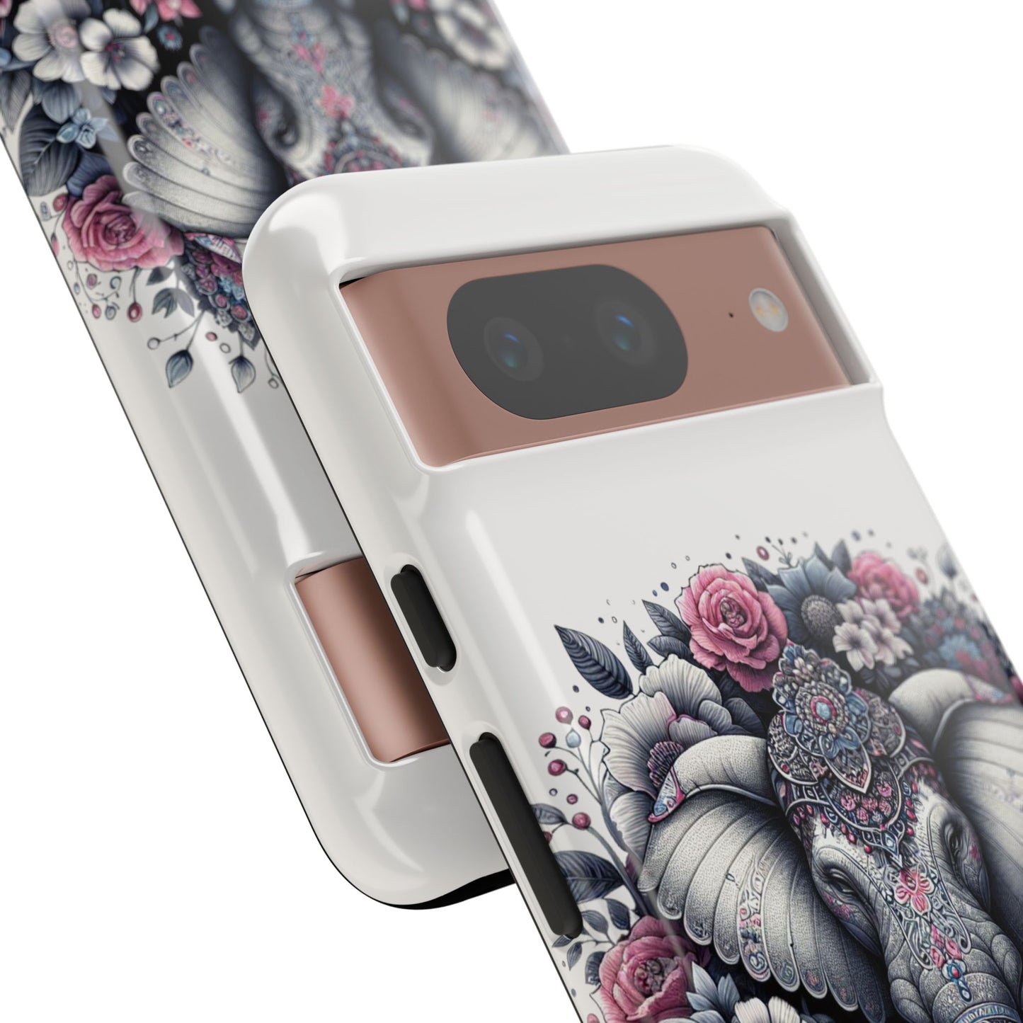 Ornate Floral Elephant Mobile Cover – Elegant Bohemian Art
