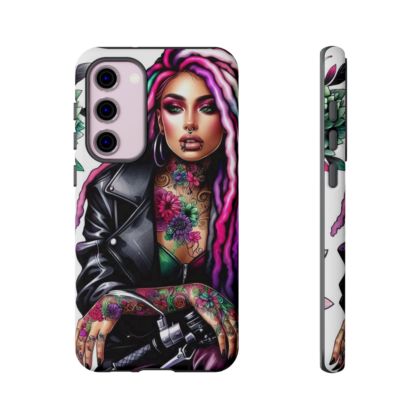 Neon Rebel – Vibrant Biker Queen Mobile Cover