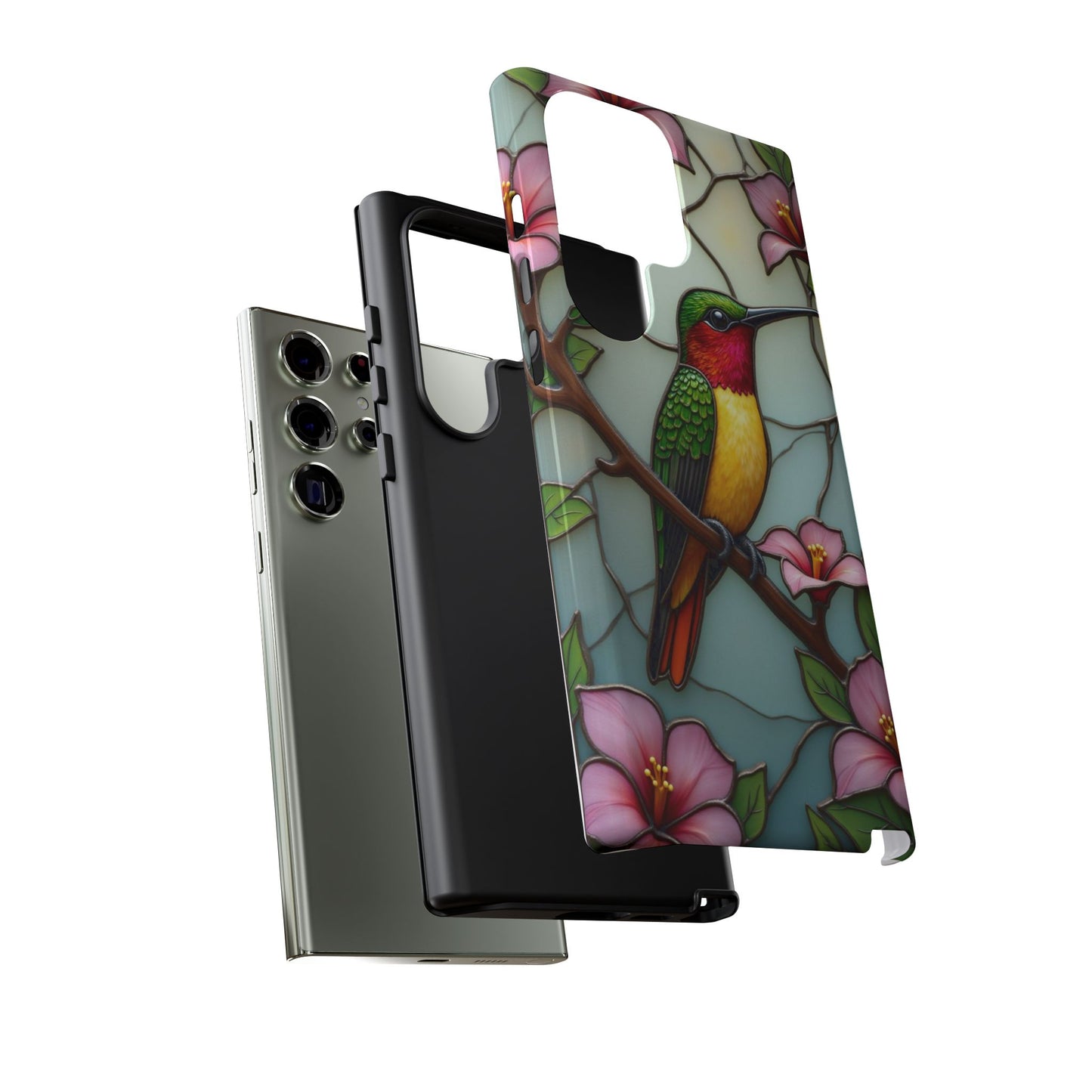 Elegant Hummingbird with Floral Mosaic | Artistic Nature Design
