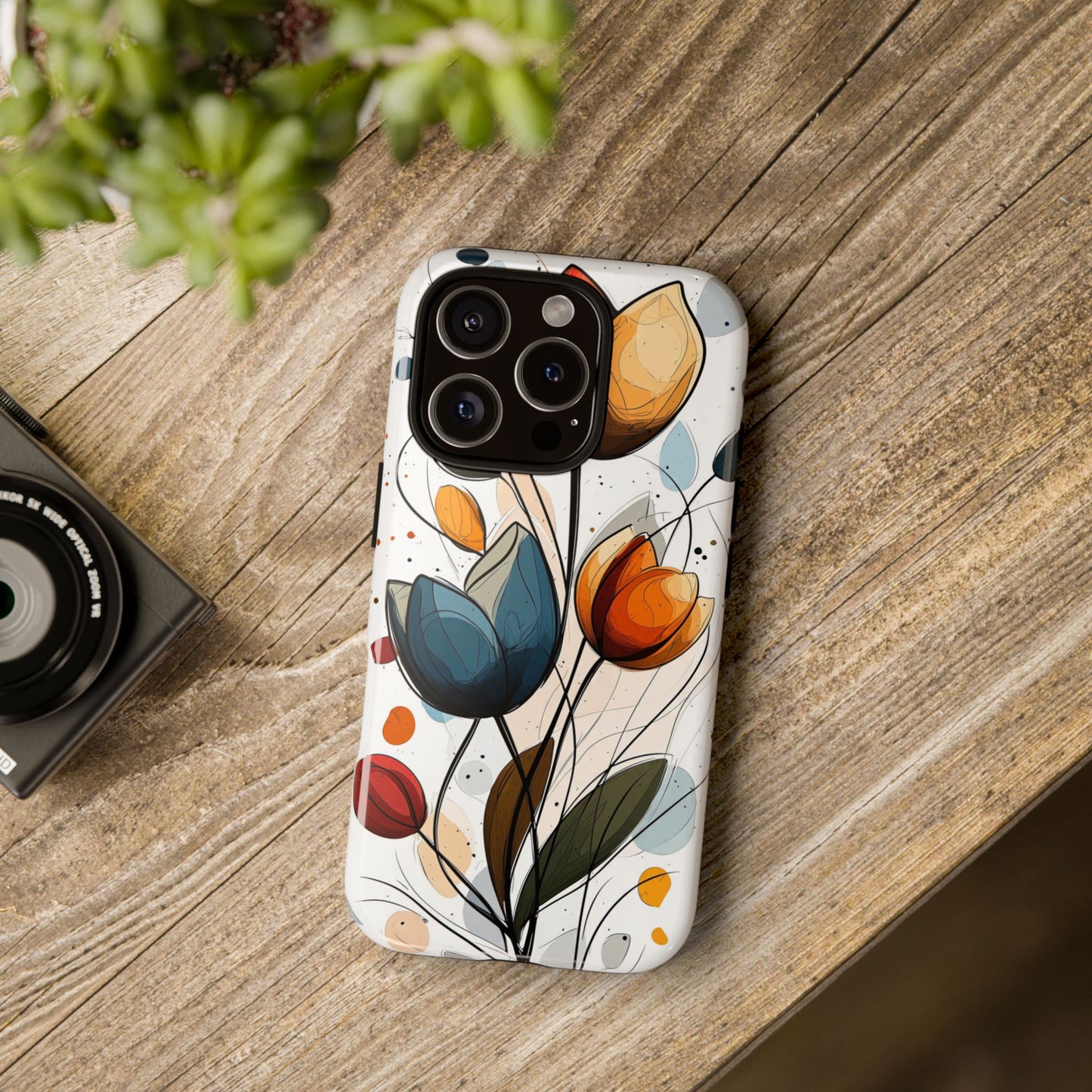 Tulip Whimsy – Artistic Floral Phone Case for iPhone, Pixel & Samsung