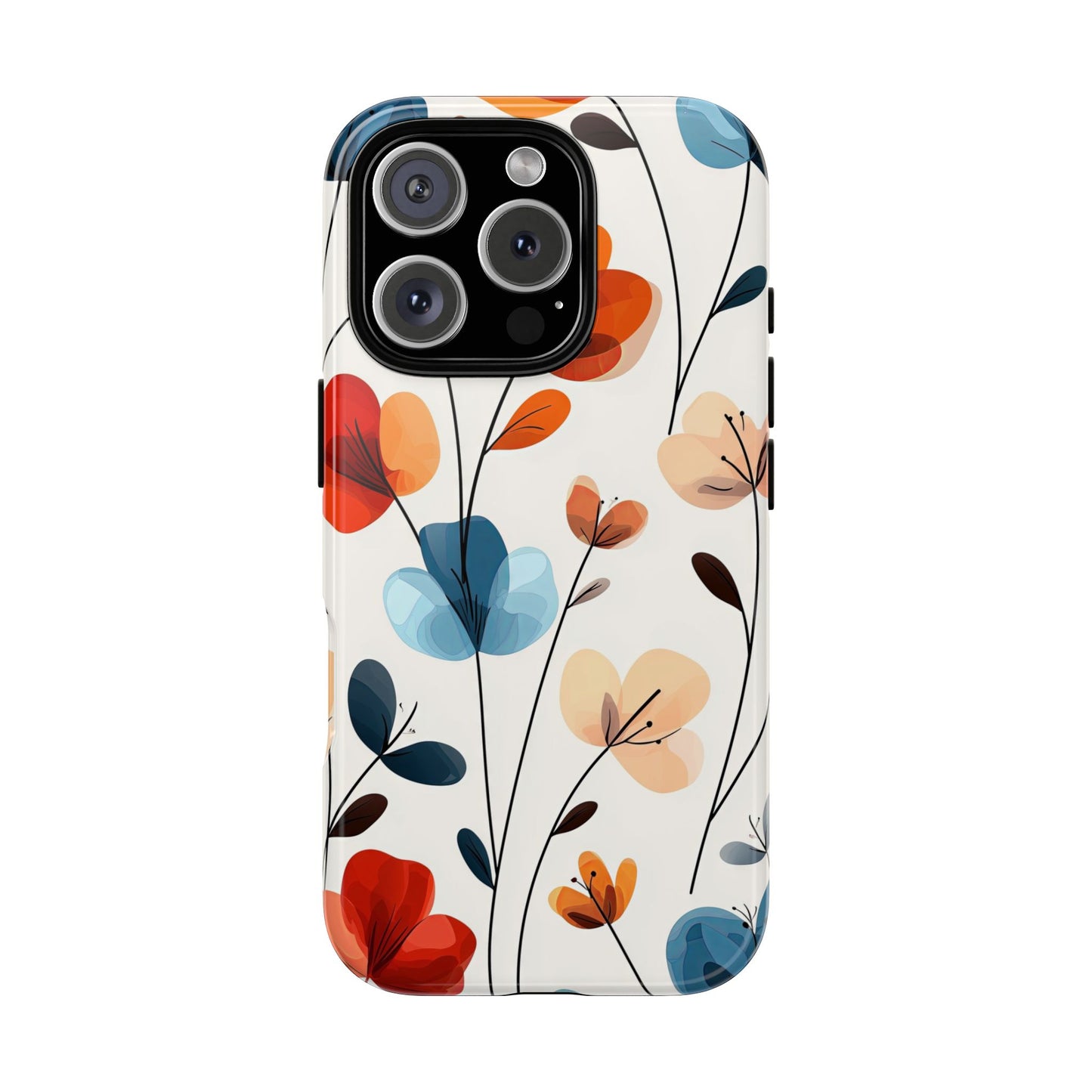 Colorful Floral Phone Case for iPhone, Samsung & Pixel | Bold Modern Botanical Print | Protective Matte Finish