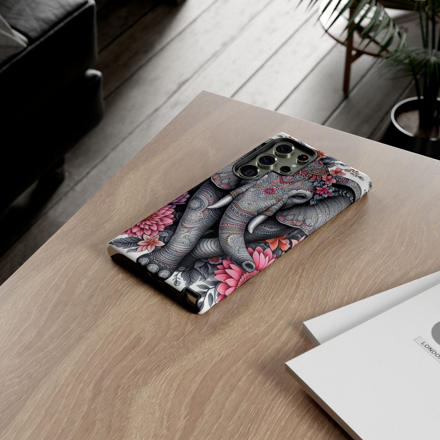 Bohemian Floral Elephant Mobile Cover – Intricate Mandala Art
