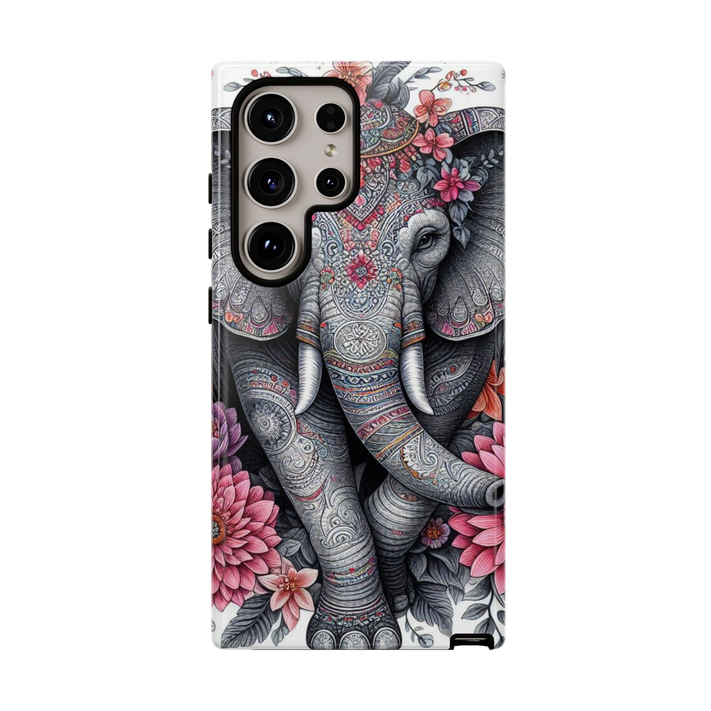 Bohemian Floral Elephant Mobile Cover – Intricate Mandala Art