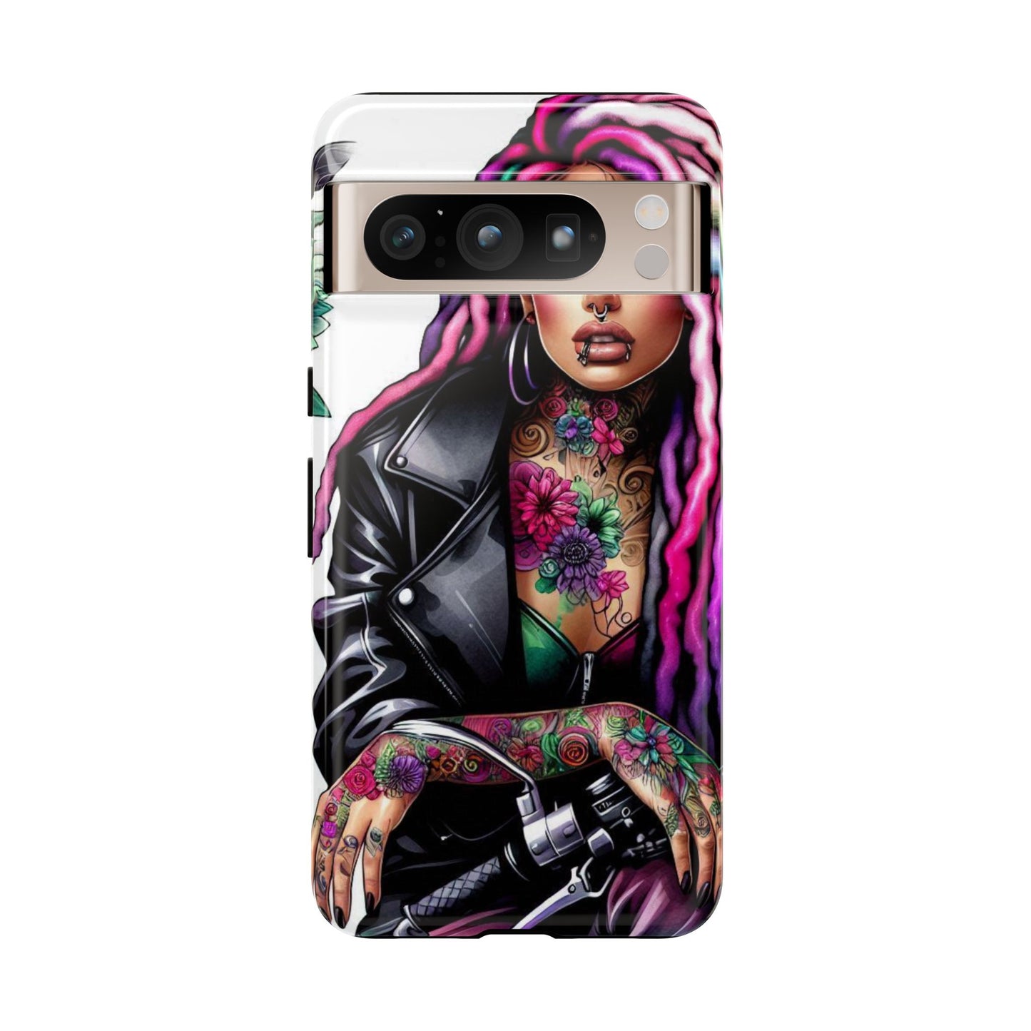 Neon Rebel – Vibrant Biker Queen Mobile Cover