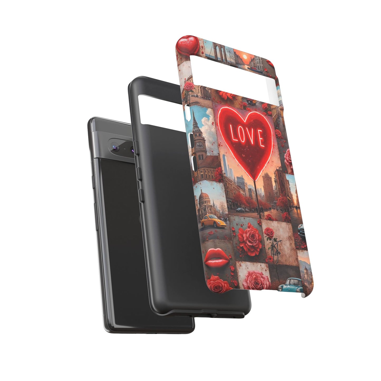 Neon Love Heart & Rose Phone Case