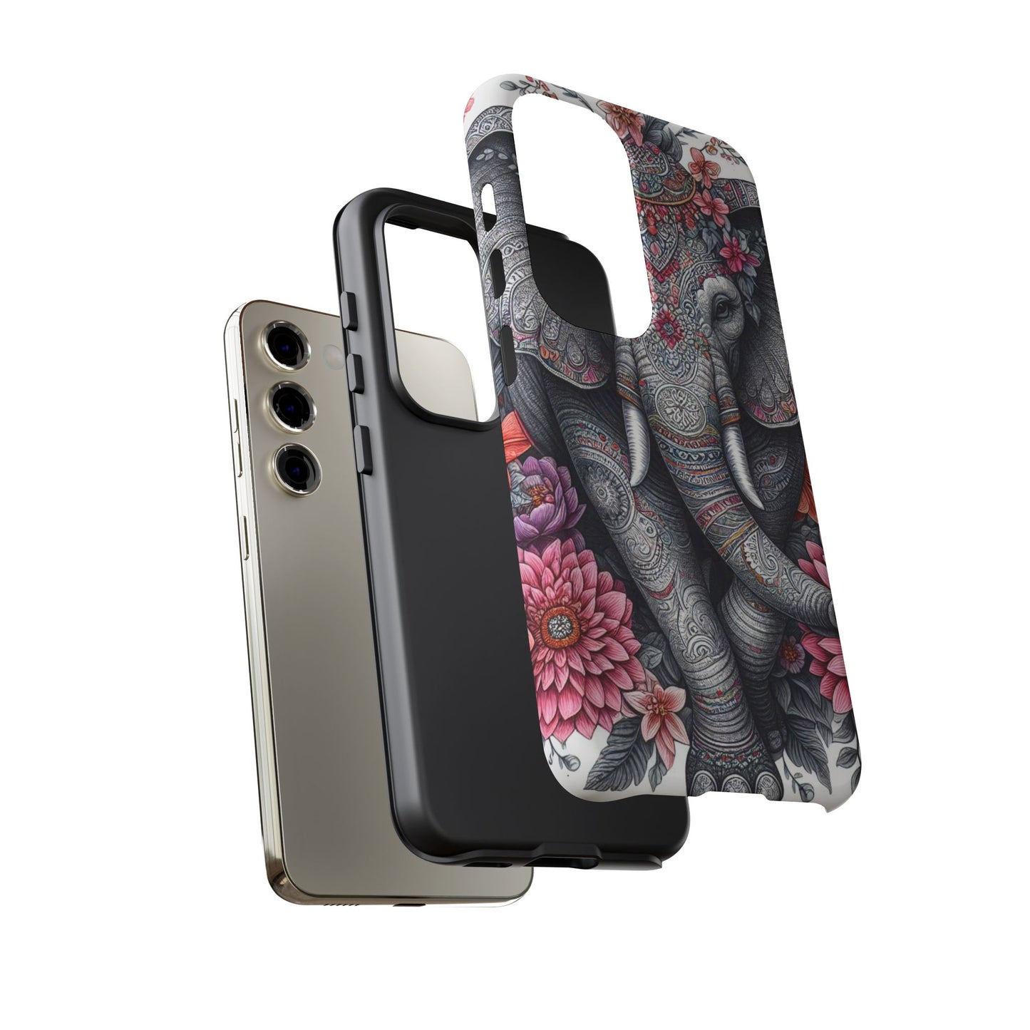 Bohemian Floral Elephant Mobile Cover – Intricate Mandala Art