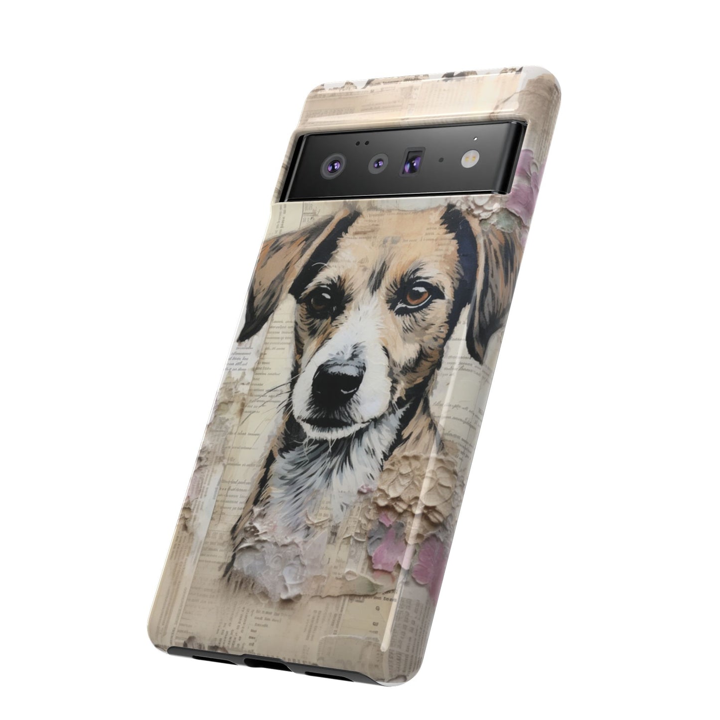 Vintage Collage Dog Portrait Mobile Cover – Artistic Mixed Media Design