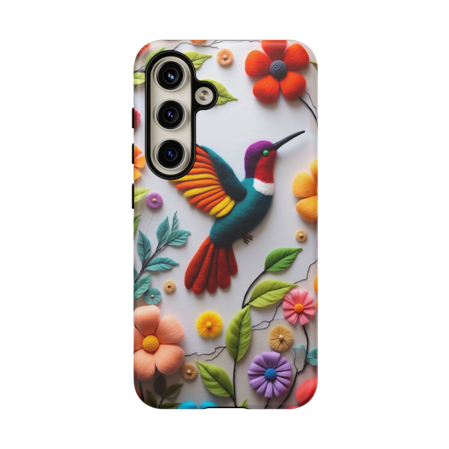 Embroidered Hummingbird with Floral Design | Nature's Elegant Stitch | iPhone 16 Pro