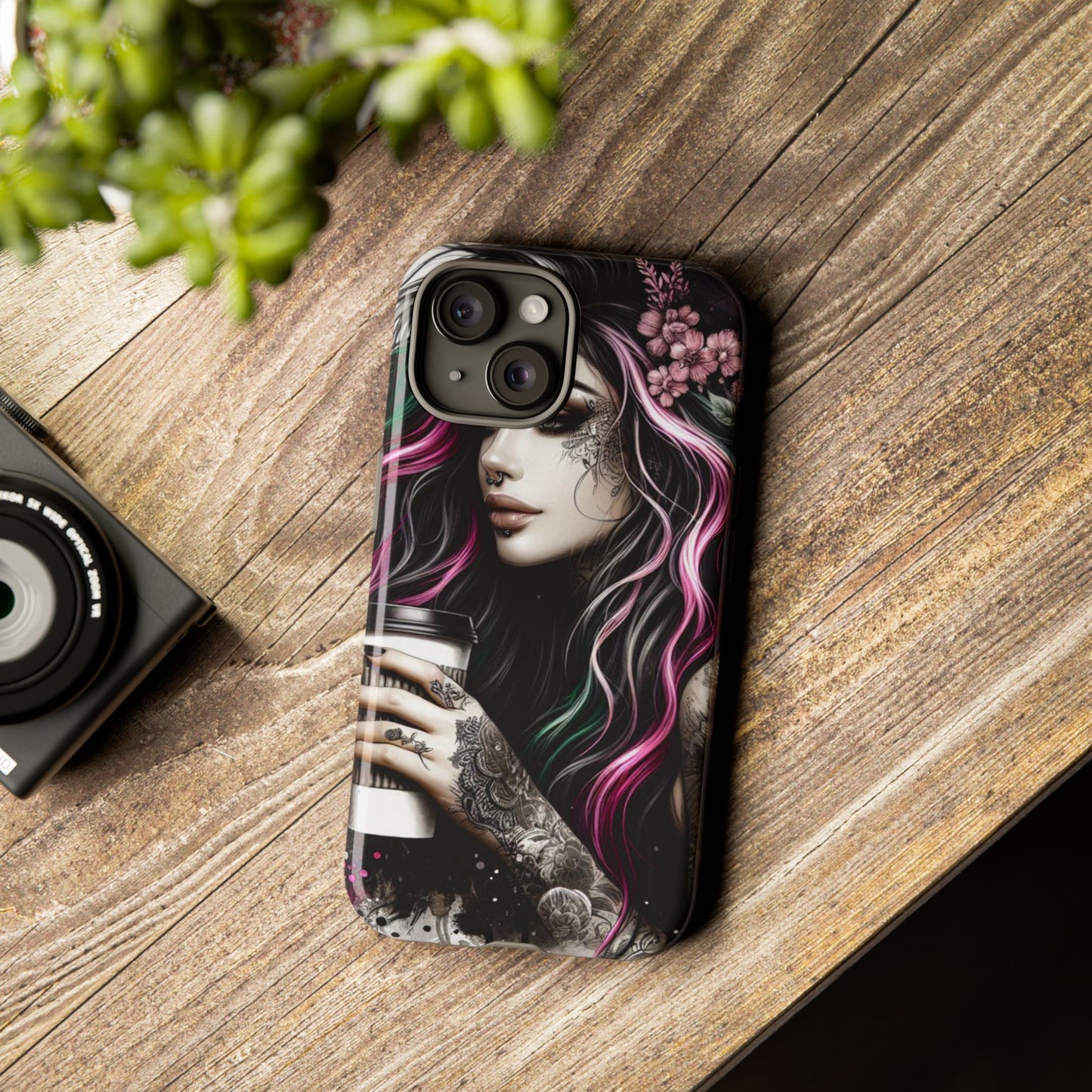 Tattooed Serenity – Gothic Coffee Lover Mobile Cover