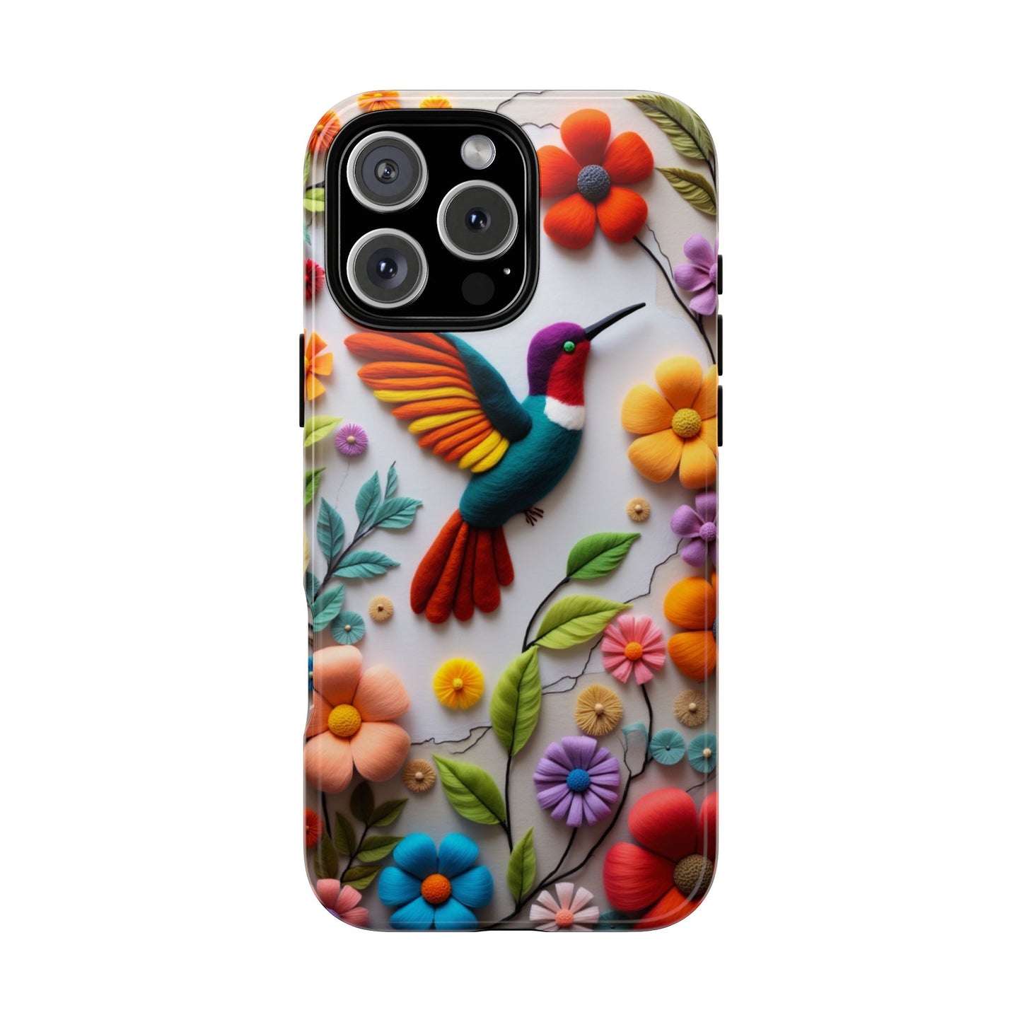 Embroidered Hummingbird with Floral Design | Nature's Elegant Stitch