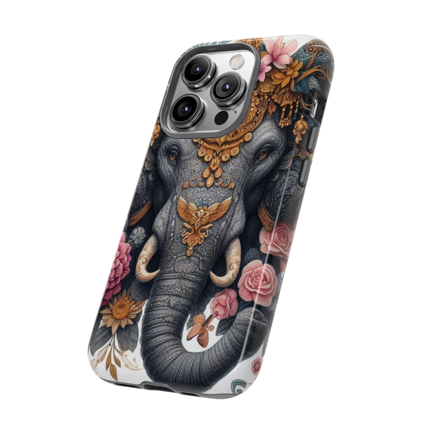 Golden Royal Elephant Mobile Cover – Luxurious Ornate Art