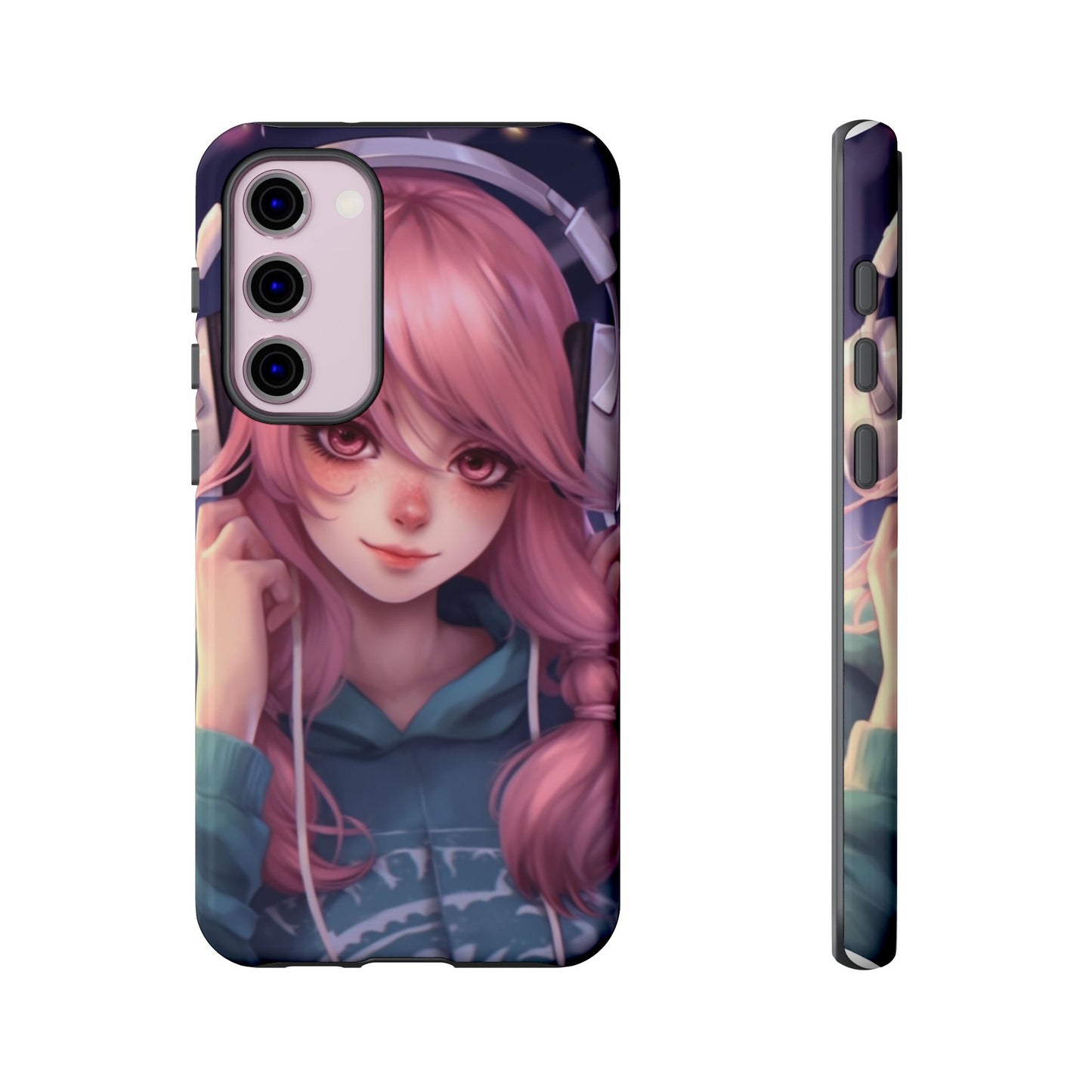 Anime Music Girl Phone Case - Cute Aesthetic Cover for iPhone, Samsung & Google Pixel, Girly Phone Case, Kawaii Lover Gift