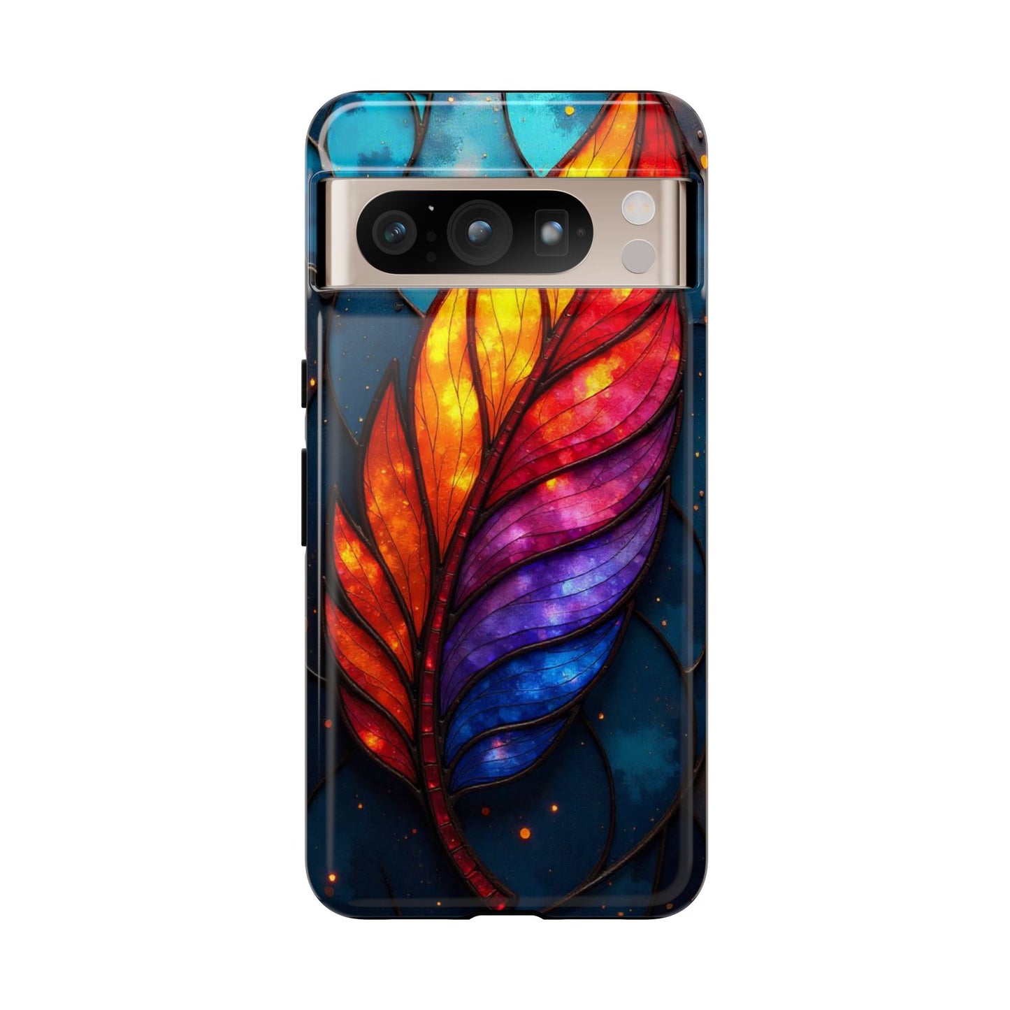Vivid Feather: Stained Glass Abstract Art