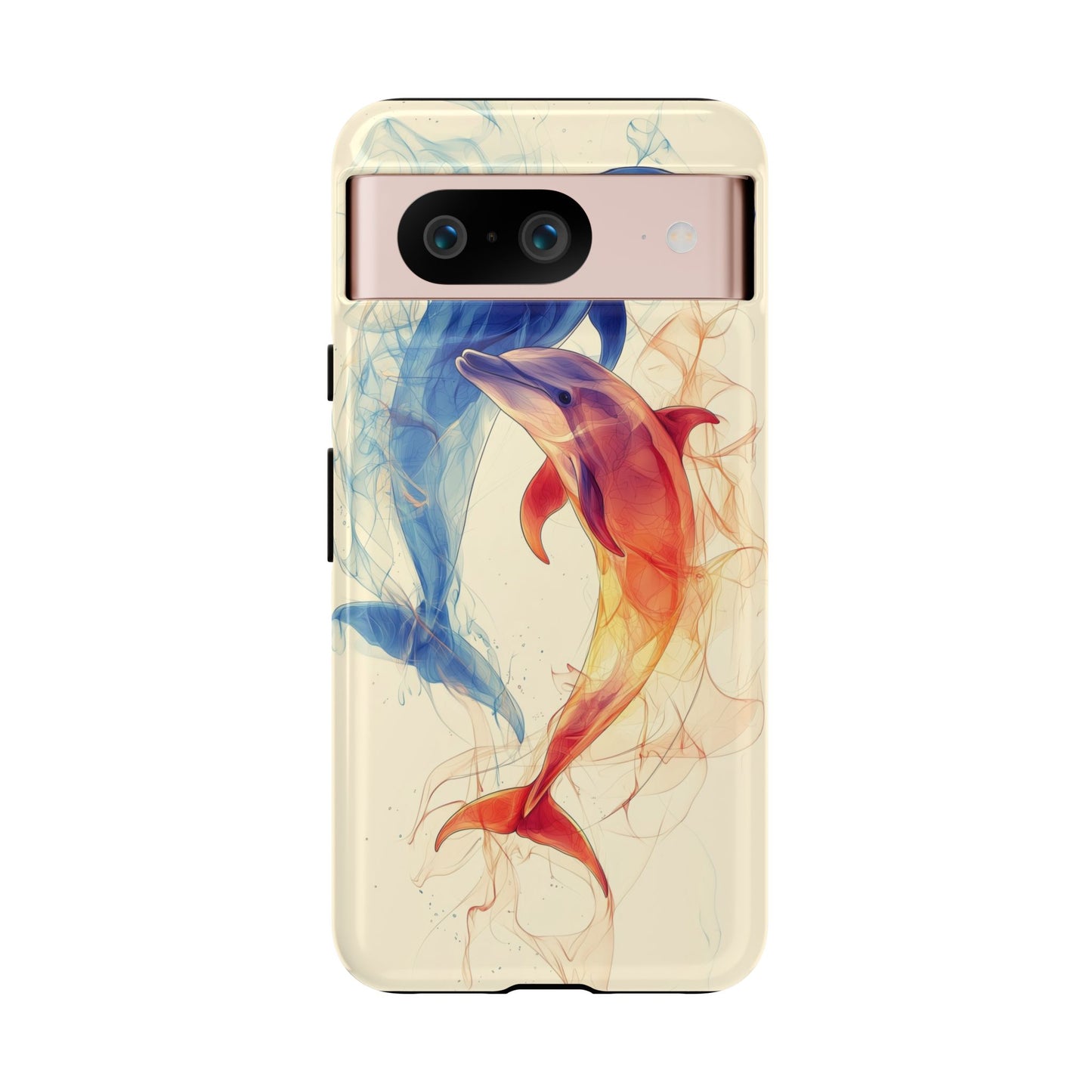 Elemental Dolphins: Fire & Water Fusion Phone Case for iPhone, Samsung & Pixel